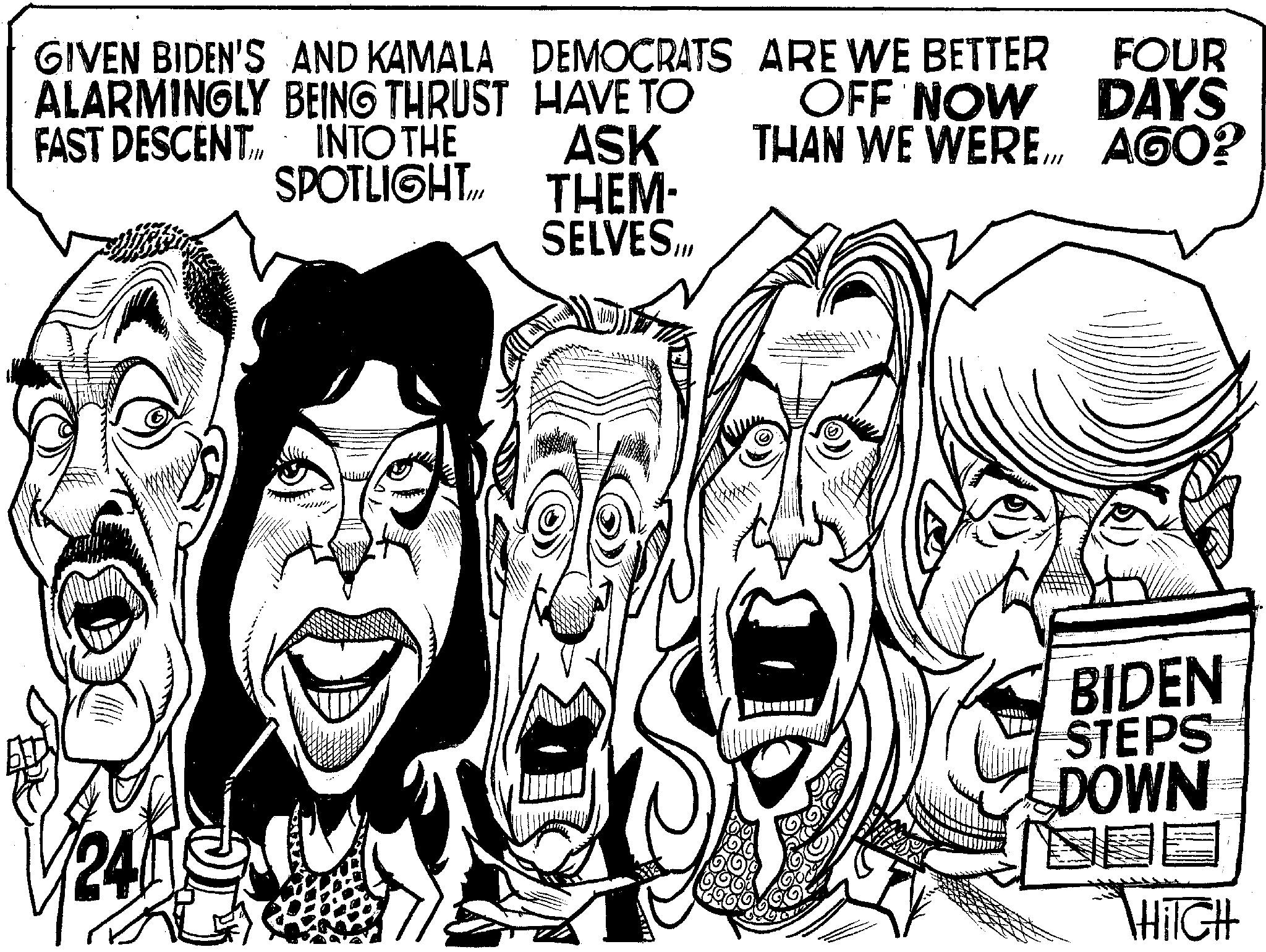 Mammal OCR: GIVEN BIDEN'S AND KAMALA DEMOCRATS ALARMINGLY BEING THRUST HAVE TO FAST DESCENT™ INTO THE SPOTLIGHT ASK THEM- SELVES.ARE WE BETTER OFF NOW FOUR DAYS THAN WE WERE... AGO? 24 IN BIDEN STEPS DOWN HiTCH GIVEN BIDEN'S AND KAMALA DEMOCRATS ALARMINGLY BEING THRUST HAVE TO FAST DESCENT ™ INTO THE SPOTLIGHT ASK THEM- SELVES .ARE WE BETTER OFF NOW FOUR DAYS THAN WE WERE ... AGO ? 24 IN BIDEN STEPS DOWN HiTCH