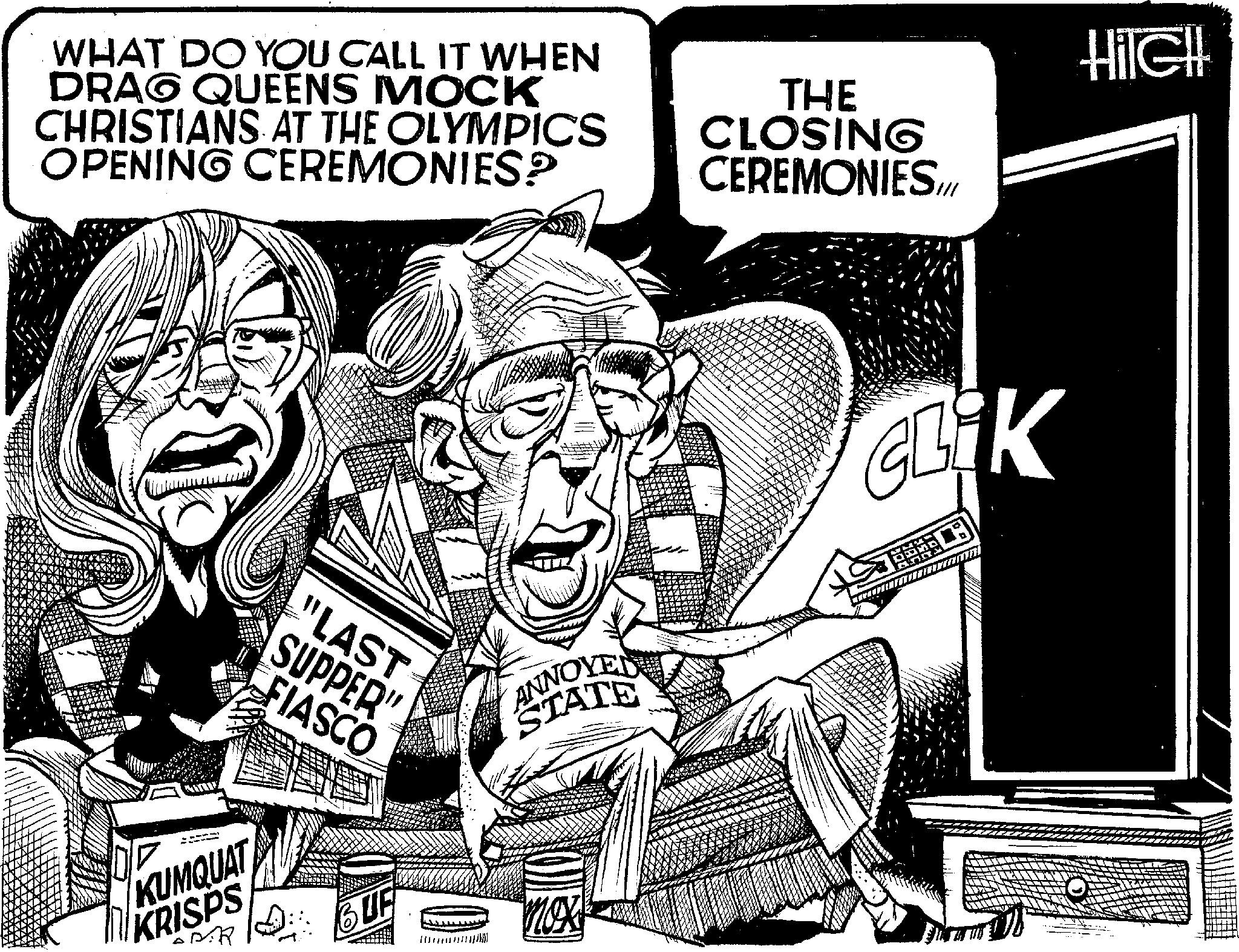 Comic book OCR: WHAT DO YOU CALL IT WHEN DRAG QUEENS MOCK CHRISTIANS AT THE OLYMPICS OPENING CEREMONIES? THE CLOSING CEREMONIES.III = "LAST SUPPER" FIASCO KUMQUAT KRISPS A ANTATE BUF Nox HilGH! GLIK WHAT DO YOU CALL IT WHEN DRAG QUEENS MOCK CHRISTIANS AT THE OLYMPICS OPENING CEREMONIES ? THE CLOSING CEREMONIES.III = " LAST SUPPER " FIASCO KUMQUAT KRISPS A ANTATE BUF Nox HilGH ! GLIK