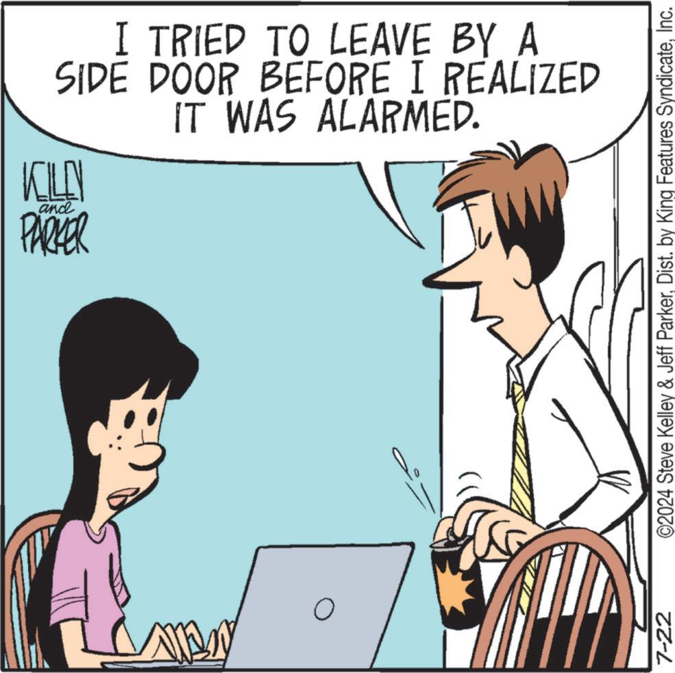 Line OCR: MIDW ? 7-22 I TRIED TO LEAVE BY A SIDE DOOR BEFORE I REALIZED IT WAS ALARMED. KILLN and PARKER ©2024 Steve Kelley & Jeff ParkerInc. MIDW ? 7-22 I TRIED TO LEAVE BY A SIDE DOOR BEFORE I REALIZED IT WAS ALARMED . KILLN and PARKER © 2024 Steve Kelley & Jeff ParkerDist . by King Features Syndicate