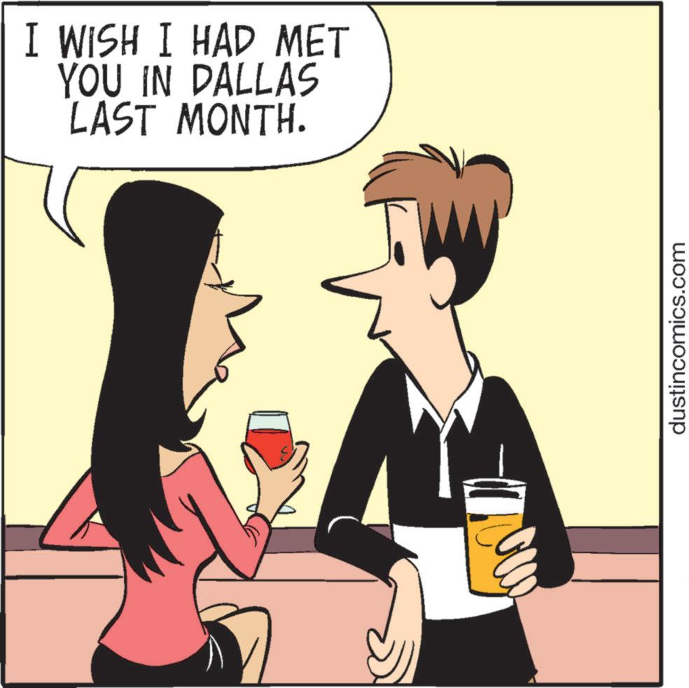 Illustration OCR: I WISH I HAD MET YOU IN DALLAS LAST MONTH. N dustincomics.com I WISH I HAD MET YOU IN DALLAS LAST MONTH . N dustincomics.com