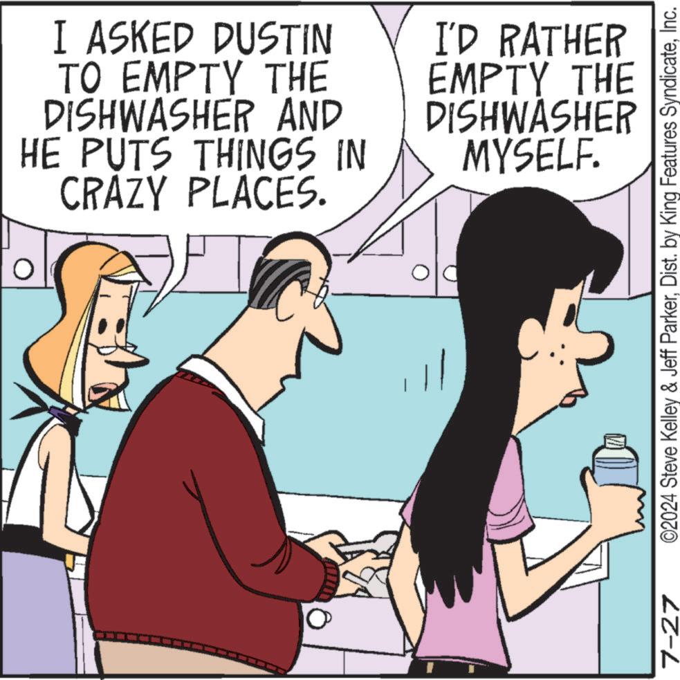 People OCR: 7-27 I ASKED DUSTIN TO EMPTY THE DISHWASHER AND HE PUTS THINGS IN CRAZY PLACES. I'D RATHER EMPTY THE DISHWASHER MYSELF. ©2024 Steve Kelley & Jeff ParkerInc. 7-27 I ASKED DUSTIN TO EMPTY THE DISHWASHER AND HE PUTS THINGS IN CRAZY PLACES . I'D RATHER EMPTY THE DISHWASHER MYSELF . © 2024 Steve Kelley & Jeff ParkerDist . by King Features Syndicate