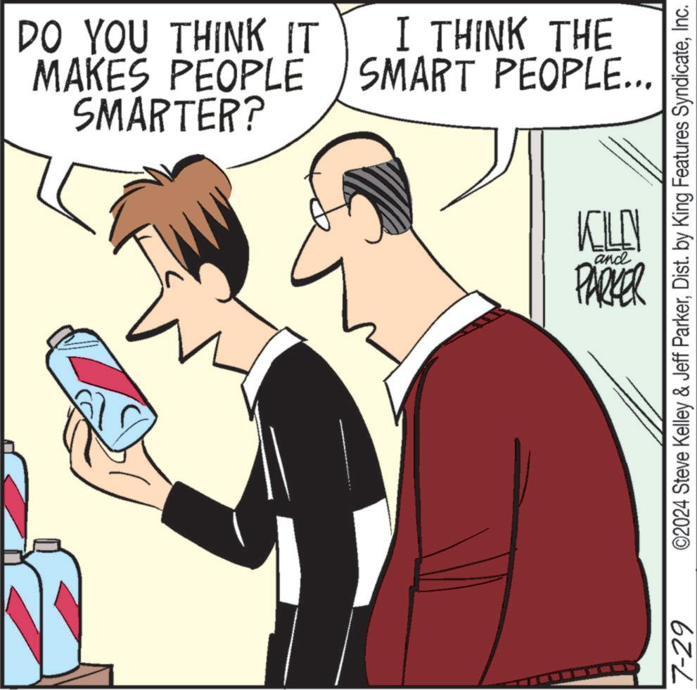 Line OCR: DO YOU THINK IT MAKES PEOPLE SMARTER? I THINK THE SMART PEOPLE... 7-29 KILD and PARKER ©2024 Steve Kelley & Jeff ParkerInc. DO YOU THINK IT MAKES PEOPLE SMARTER ? I THINK THE SMART PEOPLE ... 7-29 KILD and PARKER © 2024 Steve Kelley & Jeff ParkerDist . by King Features Syndicate