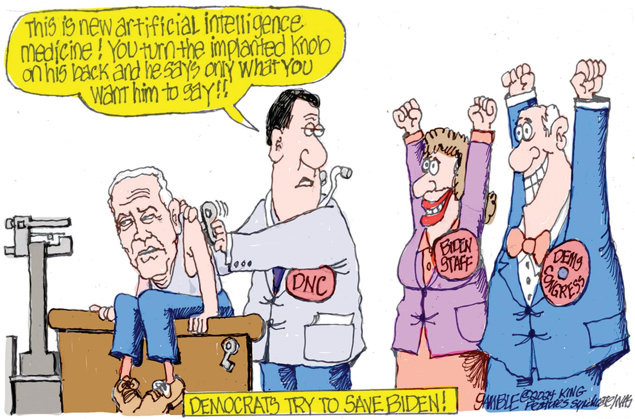 Social group OCR: This is new artificial intelligence medicine! You turn the implanted knob on his back and he says only what you want him to gay!!! 25 BIDEN STAFF DEMS DNC UGRESS 2024 KING DEMOCRATS TRY TO SAVE BIDEN! GAMBLE Retires sure/NHS This is new artificial intelligence medicine ! You turn the implanted knob on his back and he says only what you want him to gay !!! 25 BIDEN STAFF DEMS DNC UGRESS 2024 KING DEMOCRATS TRY TO SAVE BIDEN ! GAMBLE Retires sure / NHS