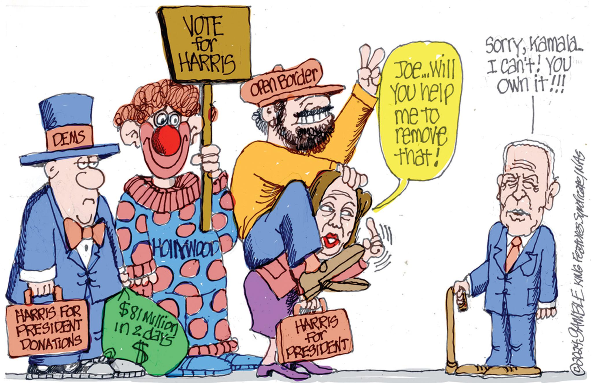 Conversation OCR: DEMS VOTE for HARRIS SorryKamala Open Border Joe...Will You help me to I can't! YOUT Own it!!! HARRIS FOR PRESIDENT DONATIONS HOLLYWOOD $81 Million in 2 days HARRIS For PRESIDENT remove that! 2024 GAMBLE KING Features Suntficate/NAS DEMS VOTE for HARRIS SorryKamala Open Border Joe ... Will You help me to I can't ! YOUT Own it !!! HARRIS FOR PRESIDENT DONATIONS HOLLYWOOD $ 81 Million in 2 days HARRIS For PRESIDENT remove that ! 2024 GAMBLE KING Features Suntficate / NAS