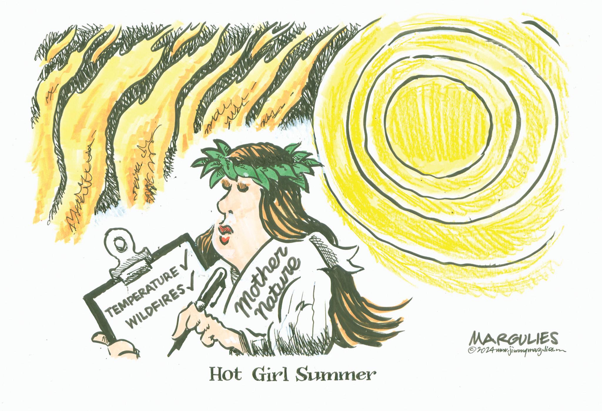 Line art OCR: ??? TEMPERATURE WILDFIRES ? Mother nature Hot Girl Summer MARGULIES ©2024 www.jimmymag-liam ??? TEMPERATURE WILDFIRES ? Mother nature Hot Girl Summer MARGULIES © 2024 www.jimmymag - liam