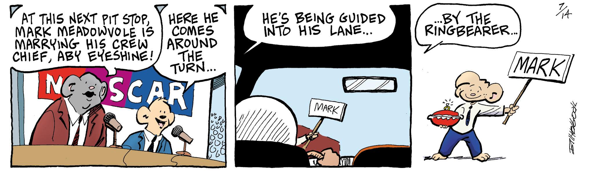 Rectangle OCR: ???????? ?AT THIS NEXT PIT STOPMARK MEADOWVOLE IS MARRYING HIS CREW CHIEFABY EYESHINE! HERE HE COMES AROUND THE TURN... NOSCAR HE'S BEING GUIDED INTO HIS LANE... MARK ..BY THE RINGBEARER... 7/1 MARK ???????? ?AT THIS NEXT PIT STOPMARK MEADOWVOLE IS MARRYING HIS CREW CHIEFABY EYESHINE ! HERE HE COMES AROUND THE TURN ... NOSCAR HE'S BEING GUIDED INTO HIS LANE ... MARK ..BY THE RINGBEARER ... 7/1 MARK