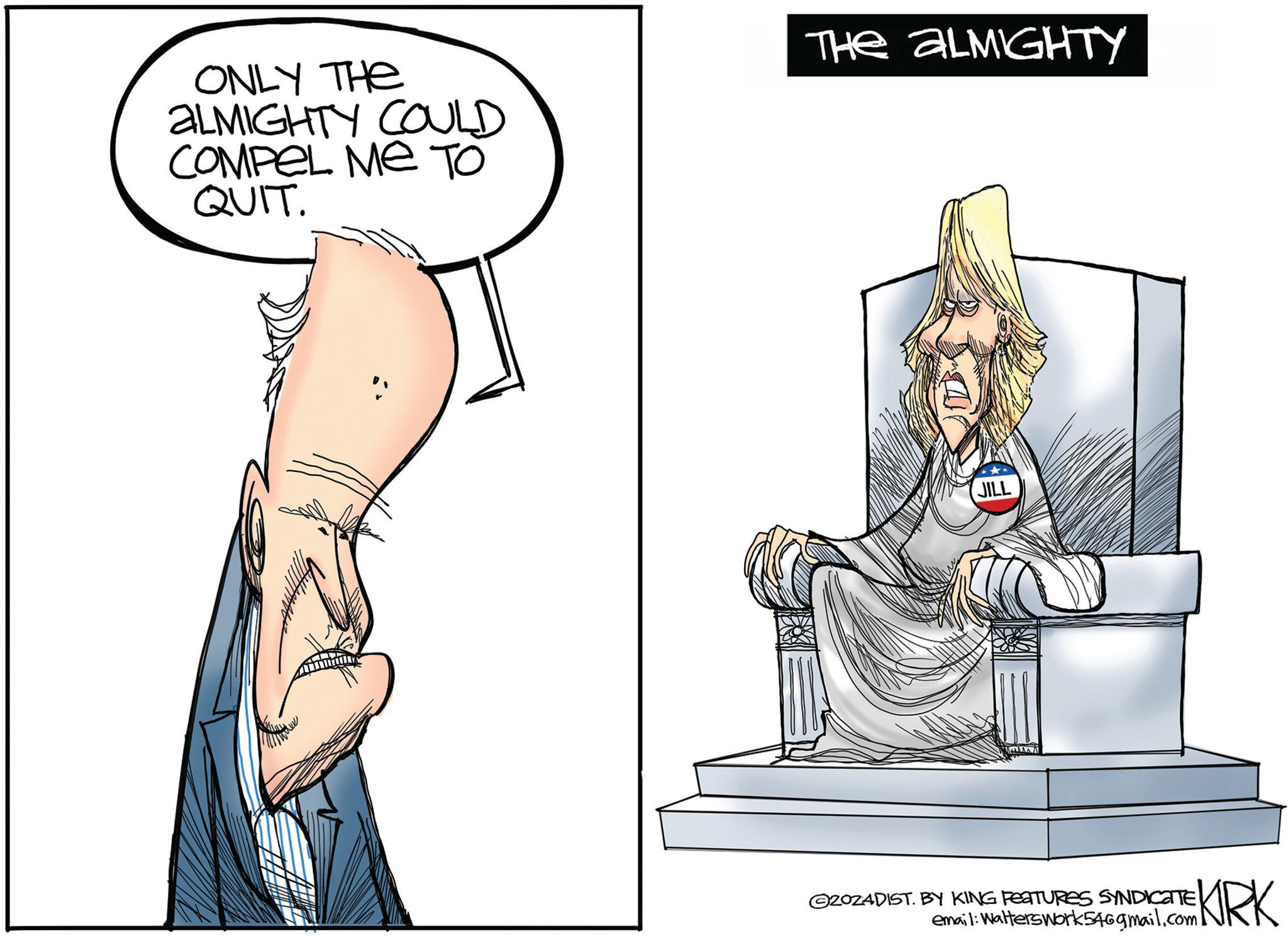 Drawing OCR: ONLY THE ALMIGHTY COULD COMPEL ME TO QUIT. THE ALMIGHTY JILL TEKIRK ©ZOZADIST. BY KING FEATURES SYNDICATE email: Walterswork546gmail.com ONLY THE ALMIGHTY COULD COMPEL ME TO QUIT . THE ALMIGHTY JILL TEKIRK © ZOZADIST . BY KING FEATURES SYNDICATE email : Walterswork546gmail.com