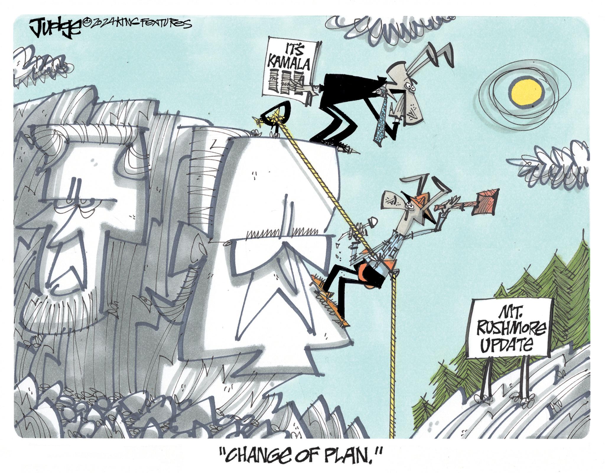 Fiction OCR: Judge 1020ZAKING FEATURES ITS KAMALA "CHANGE OF PLAN." MT. RUSHMORE UPDATE Judge 1020ZAKING FEATURES ITS KAMALA " CHANGE OF PLAN . " MT . RUSHMORE UPDATE