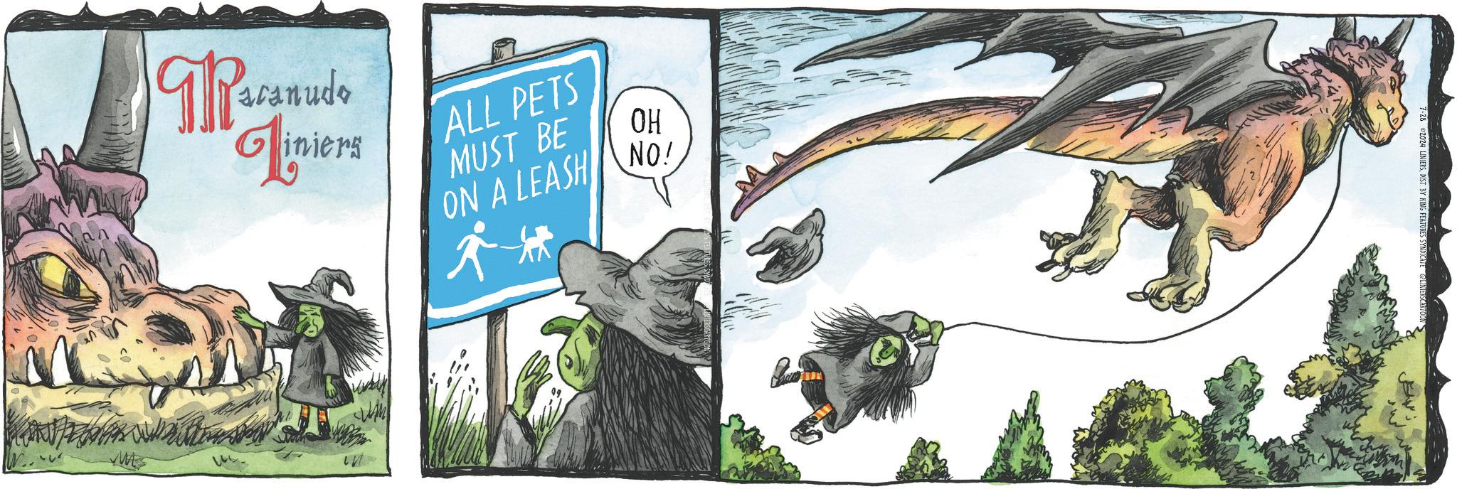 Fictional character OCR: Macanudo Liniers ALL PETS MUST BE ON A LEASH OH HO NO! 7-28 2024 LINIERSDIST. BY KING FEATURES SYNDICATE @LINIERSCAN Macanudo Liniers ALL PETS MUST BE ON A LEASH OH HO NO ! 7-28 2024 LINIERSDIST . BY KING FEATURES SYNDICATE @LINIERSCAN
