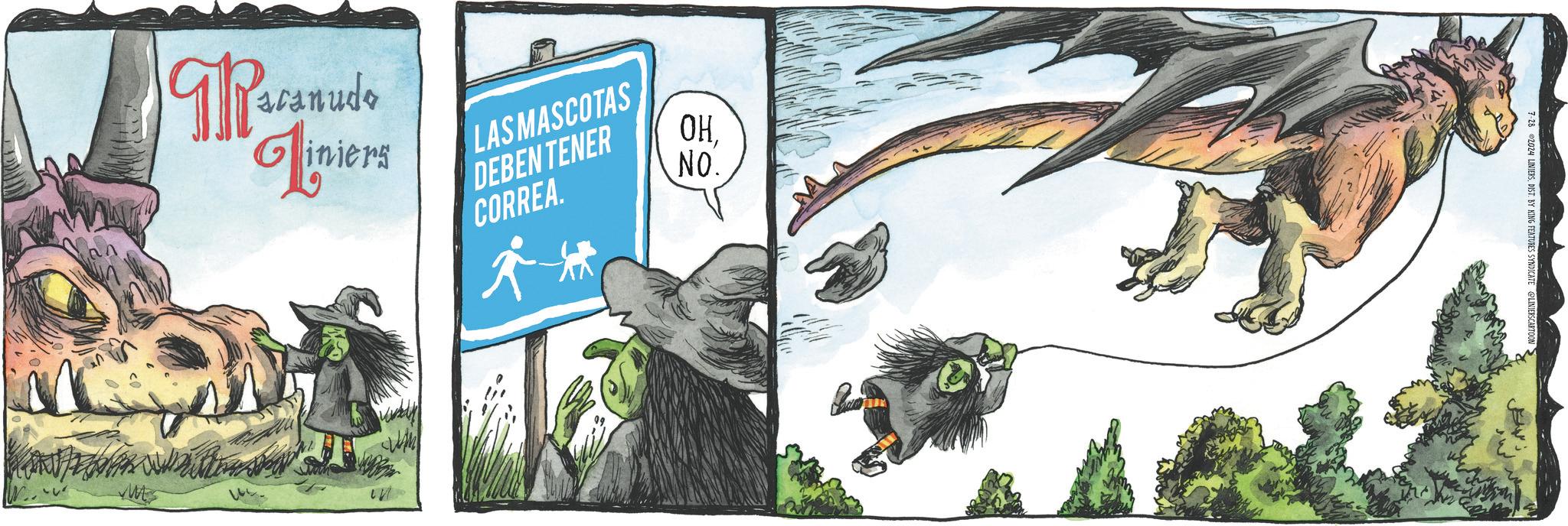 Grass OCR: Racanudo Tiniers LASMASCOTAS DEBEN TENER CORREA. OH. NO. ? 7-28 2024 LINIERSDIST. BY KING FEATURES SYNDICATE @LINIERSCARTOON Racanudo Tiniers LASMASCOTAS DEBEN TENER CORREA . OH . NO . ? 7-28 2024 LINIERSDIST . BY KING FEATURES SYNDICATE @LINIERSCARTOON