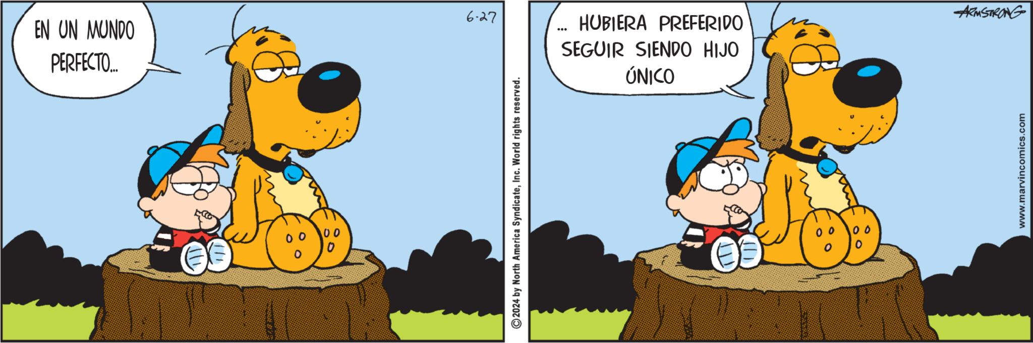 Pleased OCR: EN UN MUNDO PERFECTO.... 0 00 6.27 ©2024 by North America SyndicateInc. World rights reserved. HUBIERA PREFERIDO SEGUIR SIENDO HIJO ÚNICO ? 00 0 ARMSTRONG www.marvincomics.com EN UN MUNDO PERFECTO .... 0 00 6.27 © 2024 by North America SyndicateInc. World rights reserved . HUBIERA PREFERIDO SEGUIR SIENDO HIJO ÚNICO ? 00 0 ARMSTRONG www.marvincomics.com