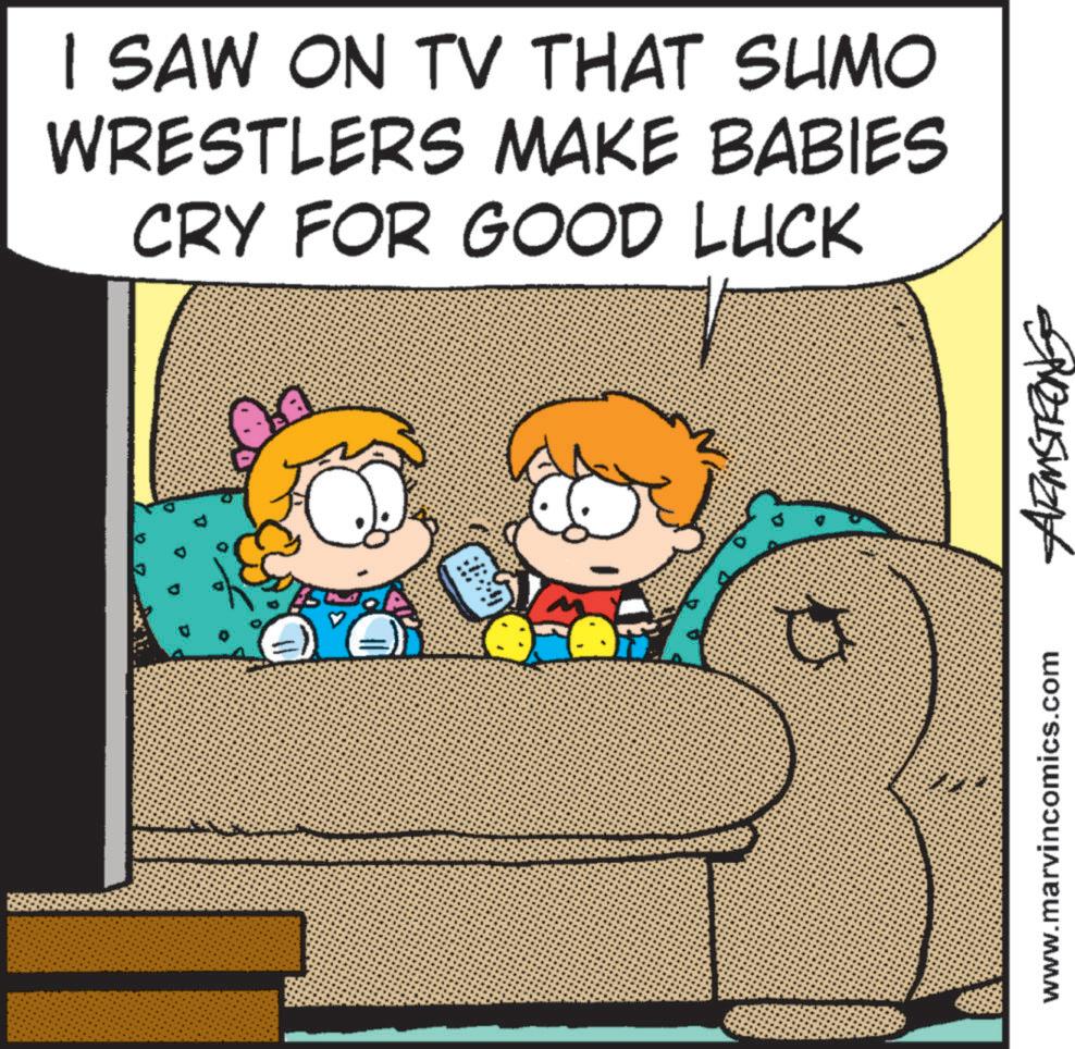 Font OCR: I SAW ON TV THAT SUMO WRESTLERS MAKE BABIES CRY FOR GOOD LUCK www.marvincomics.com ARMSTRONG I SAW ON TV THAT SUMO WRESTLERS MAKE BABIES CRY FOR GOOD LUCK www.marvincomics.com ARMSTRONG