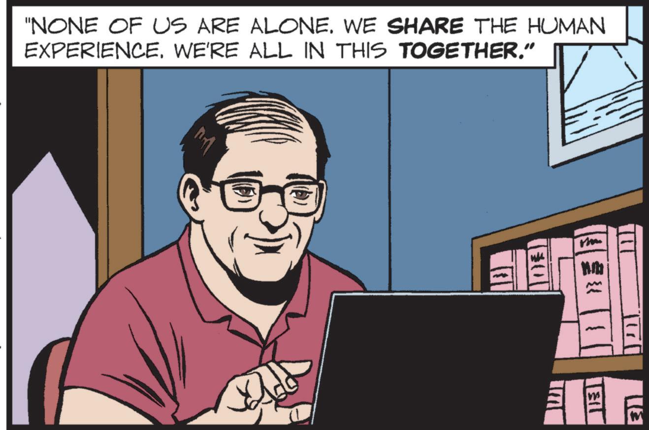 Smile OCR: "NONE OF US ARE ALONE. WE SHARE THE HUMAN EXPERIENCE. WE'RE ALL IN THIS TOGETHER." 1301 The m " NONE OF US ARE ALONE . WE SHARE THE HUMAN EXPERIENCE . WE'RE ALL IN THIS TOGETHER . " 1301 The m