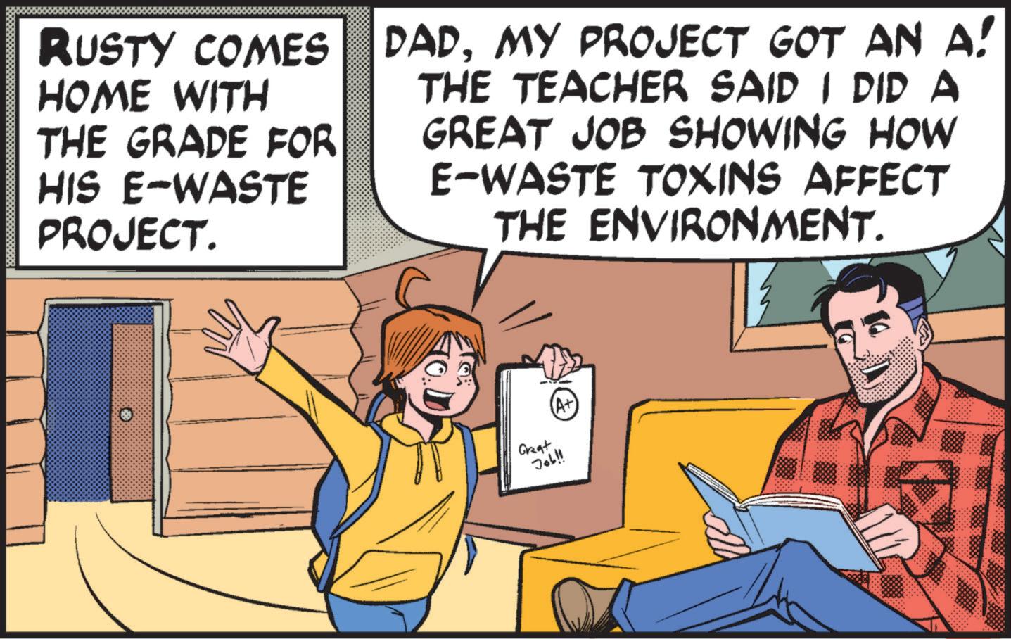 Finger OCR: RUSTY COMES HOME WITH THE GRADE FOR HIS E-WASTE PROJECT. DADMY PROJECT GOT AN A! THE TEACHER SAID I DID A GREAT JOB SHOWING HOW E-WASTE TOXINS AFFECT THE ENVIRONMENT. Great Job!! (A+) RUSTY COMES HOME WITH THE GRADE FOR HIS E - WASTE PROJECT . DADMY PROJECT GOT AN A ! THE TEACHER SAID I DID A GREAT JOB SHOWING HOW E - WASTE TOXINS AFFECT THE ENVIRONMENT . Great Job !! ( A + )