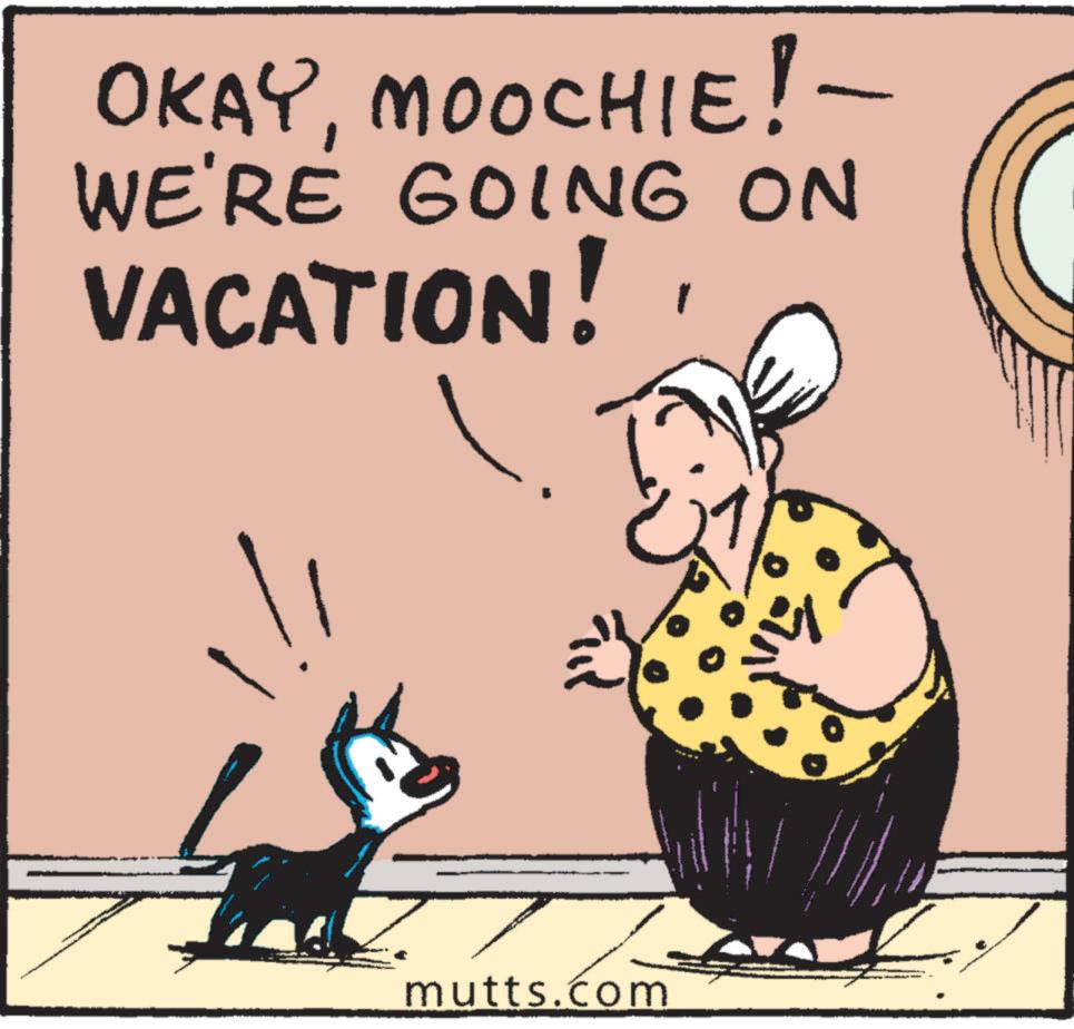 Photo caption OCR: OKAYMOOCHIE! - WE'RE GOING ON VACATION! mutts.com OKAYMOOCHIE ! - WE'RE GOING ON VACATION ! mutts.com