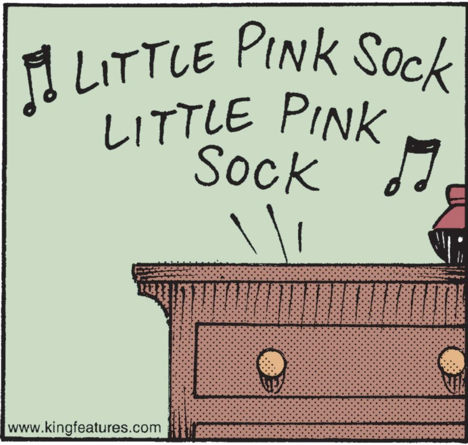 Drawing OCR: LITTLE PINK Sock LITTLE PINK Sock ? www.kingfeatures.com LITTLE PINK Sock LITTLE PINK Sock ? www.kingfeatures.com