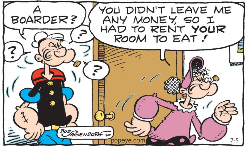 Font OCR: M A BOARDER? ? ? YOU DIDN'T LEAVE ME ANY MONEYSO I HAD TO RENT YOUR ROOM TO EAT! BUD AGENDORFF popeye.com 7-5 M A BOARDER ? ? ? YOU DIDN'T LEAVE ME ANY MONEYSO I HAD TO RENT YOUR ROOM TO EAT ! BUD AGENDORFF popeye.com 7-5