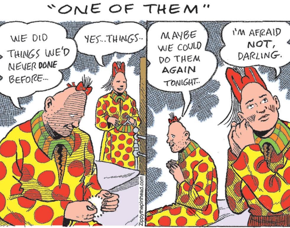 Art OCR: "ONE OF THEM" WE DID YES. THINGS.. MAYBE • THINGS WE'D WE COULD NEVER DONE DO THEM • BEFORE... AGAIN TONIGHT. Zippythepinhead.com I'M AFRAID NOTDARLING. " ONE OF THEM " WE DID YES . THINGS .. MAYBE • THINGS WE'D WE COULD NEVER DONE DO THEM • BEFORE ... AGAIN TONIGHT . Zippythepinhead.com I'M AFRAID NOTDARLING .