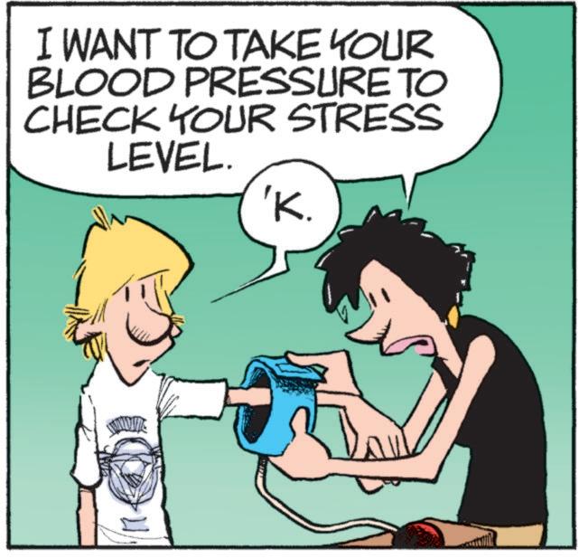 Interaction OCR: I WANT TO TAKE YOUR BLOOD PRESSURE TO CHECK YOUR STRESS LEVEL. 'K. I WANT TO TAKE YOUR BLOOD PRESSURE TO CHECK YOUR STRESS LEVEL . ' K.