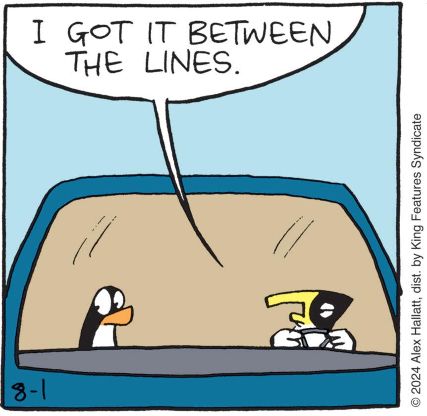 Art OCR: 8-1 THE LINES. I GOT IT BETWEEN O 2024 Alex Hallattdist. by King Features Syndicate 8-1 THE LINES . I GOT IT BETWEEN O 2024 Alex Hallattdist . by King Features Syndicate