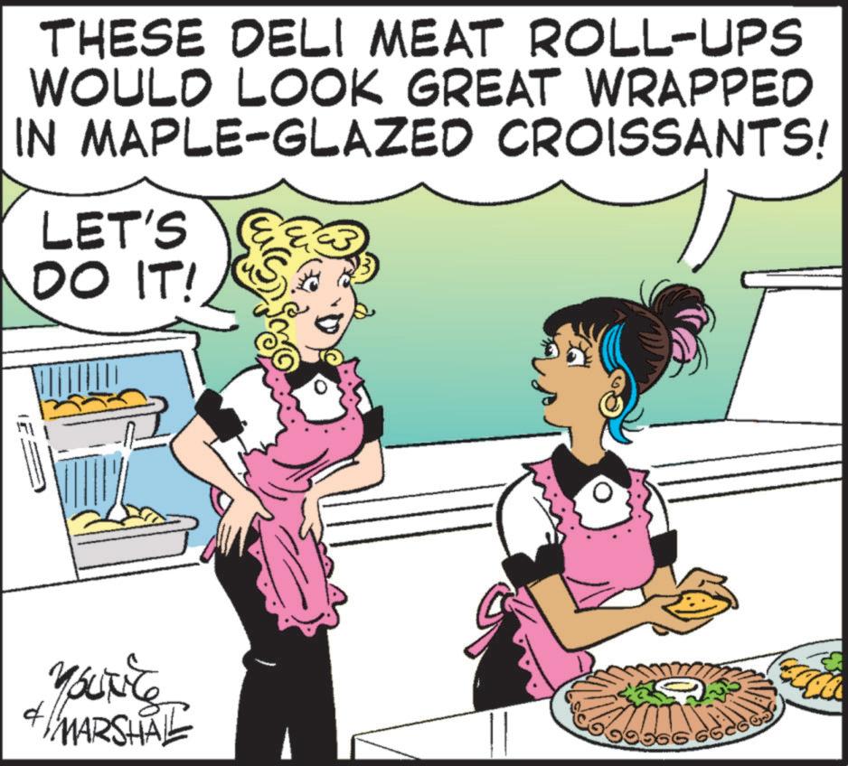 Happy OCR: d 21 THESE DELI MEAT ROLL-UPS WOULD LOOK GREAT WRAPPED IN MAPLE-GLAZED CROISSANTS! LET'S DO IT! ysuvite MARSHAL 99566 66 0 6 0 2 d 21 THESE DELI MEAT ROLL - UPS WOULD LOOK GREAT WRAPPED IN MAPLE - GLAZED CROISSANTS ! LET'S DO IT ! ysuvite MARSHAL 99566 66 0 6 0 2