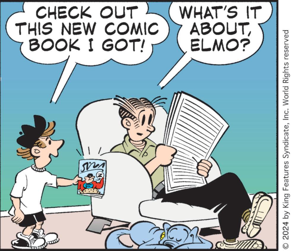 Parallel OCR: vass CHECK OUT THIS NEW COMIC BOOK I GOT! WHAT'S IT ABOUTELMO? O 2024 by King Features SyndicateInc. World Rights reserved vass CHECK OUT THIS NEW COMIC BOOK I GOT ! WHAT'S IT ABOUTELMO ? O 2024 by King Features SyndicateInc. World Rights reserved