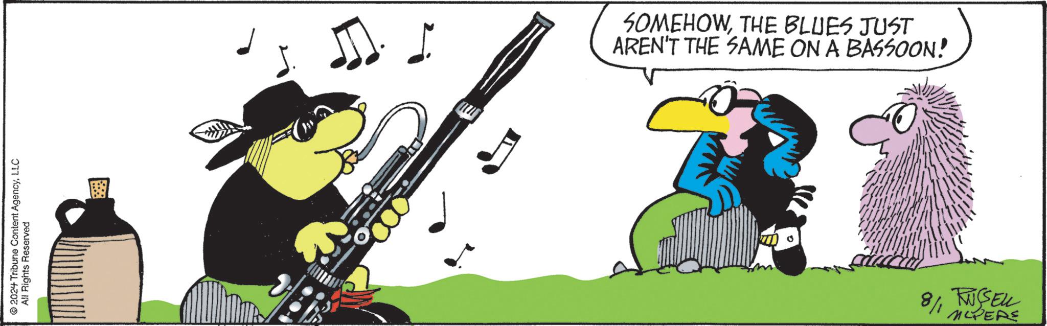 String instrument accessory OCR: 2024 Tribune Content AgencyLLC All Rights Reserved SOMEHOWTHE BLUES JUST AREN'T THE SAME ON A BASSOON! 8/1 TUSSELL MCPERE 2024 Tribune Content AgencyLLC All Rights Reserved SOMEHOWTHE BLUES JUST AREN'T THE SAME ON A BASSOON ! 8/1 TUSSELL MCPERE