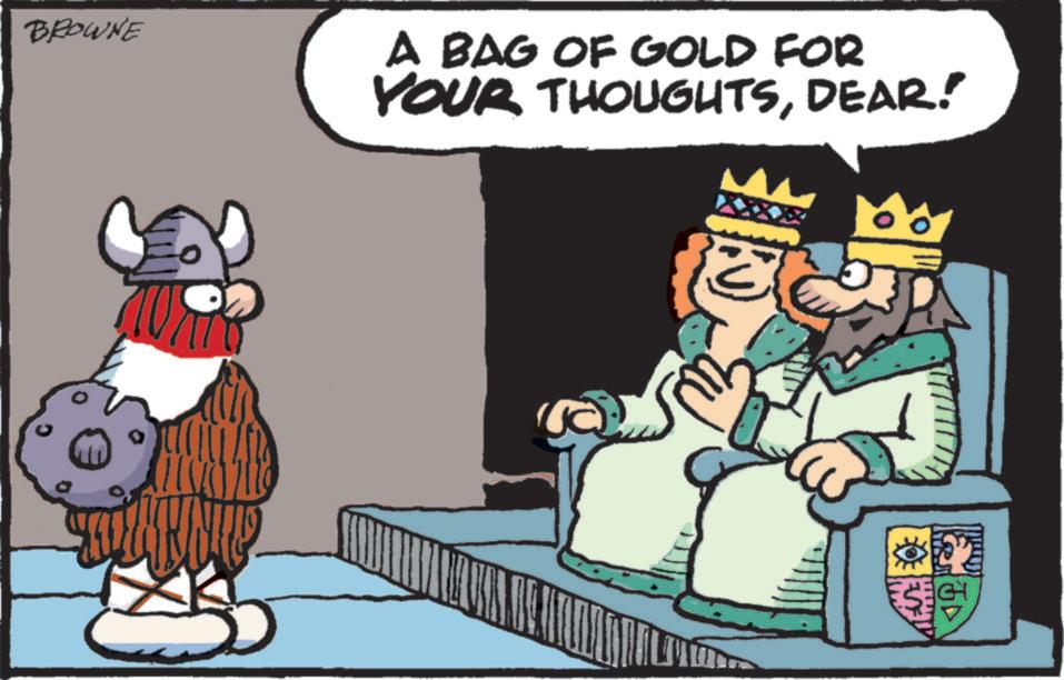 Conversation OCR: BROWNE A BAG OF GOLD FOR YOUR THOUGHTSDEAR! BROWNE A BAG OF GOLD FOR YOUR THOUGHTSDEAR !