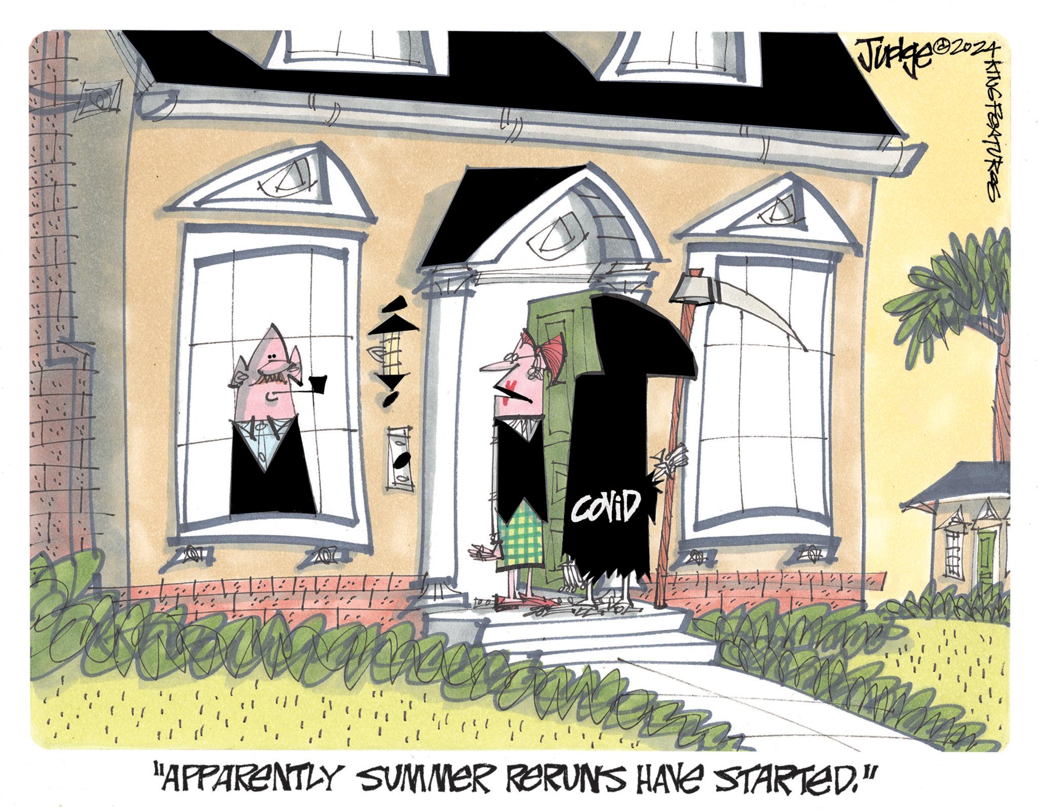 Window OCR: COVID Judge @2021 *KING FEATURES " "APPARENTLY SUMMER RERUNS HAVE STARTED." COVID Judge @ 2021 * KING FEATURES " " APPARENTLY SUMMER RERUNS HAVE STARTED . "