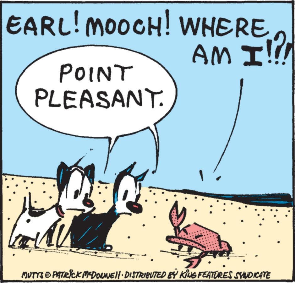 Art OCR: EARL! MOOCH! WHERE POINT PLEASANT. AM I!!! MUTTS © PATRICK MEDONNE · DISTRIBUTED BY KING FEATURES SYNDICATE EARL ! MOOCH ! WHERE POINT PLEASANT . AM I !!! MUTTS © PATRICK MEDONNE · DISTRIBUTED BY KING FEATURES SYNDICATE