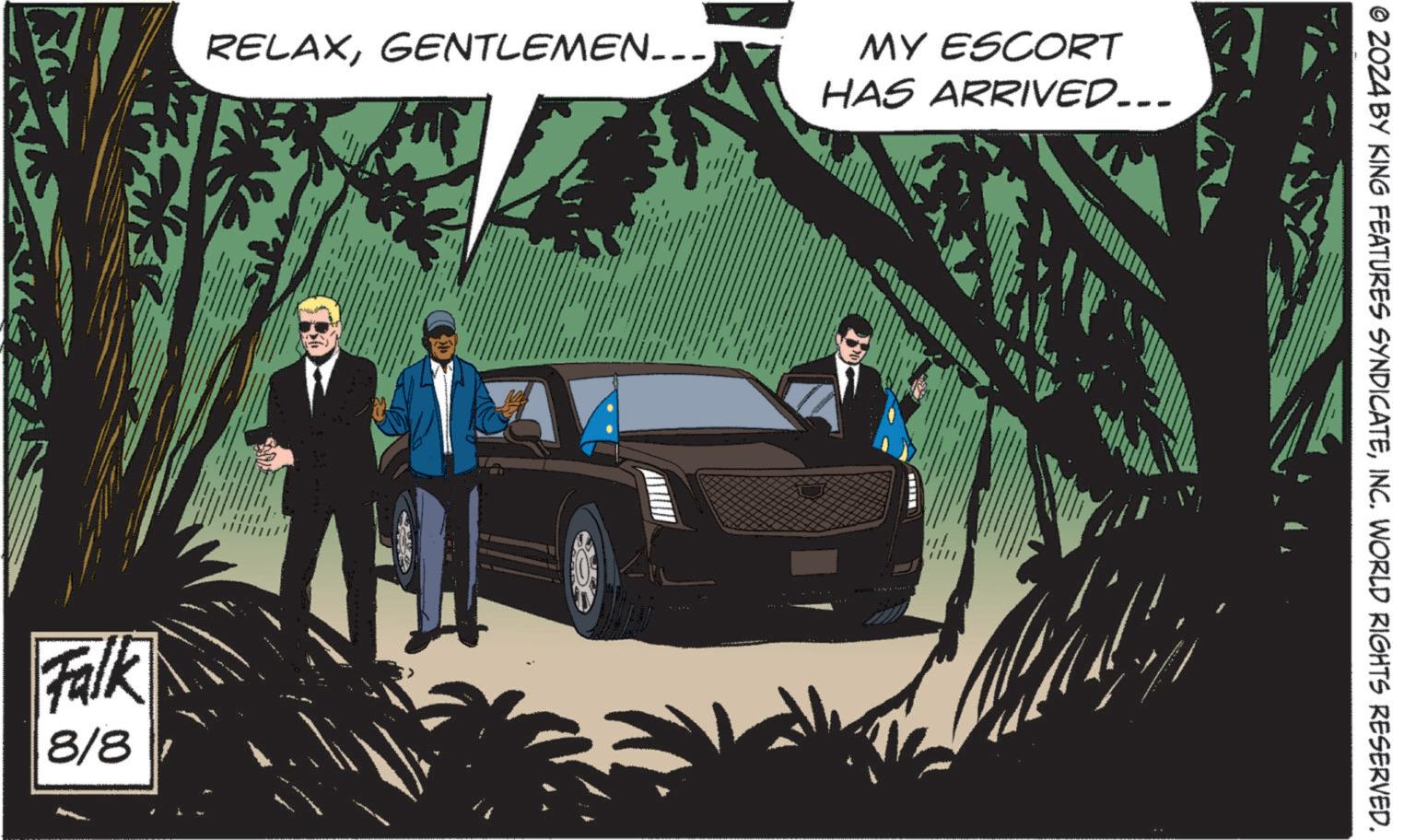 Automotive design Faces (1) OCR: RELAXGENTLEMEN___ MY ESCORT HAS ARRIVED... Falk 8/8 © 2024 BY KING FEATURES SYNDICATEINC. WORLD RIGHTS RESERVED. RELAXGENTLEMEN___ MY ESCORT HAS ARRIVED ... Falk 8/8 © 2024 BY KING FEATURES SYNDICATEINC . WORLD RIGHTS RESERVED .