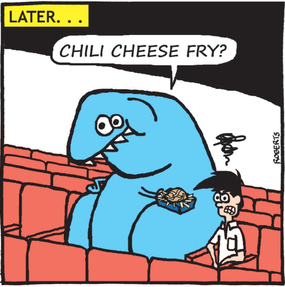 Illustration OCR: LATER. . CHILI CHEESE FRY? ROBERTS LATER . . CHILI CHEESE FRY ? ROBERTS