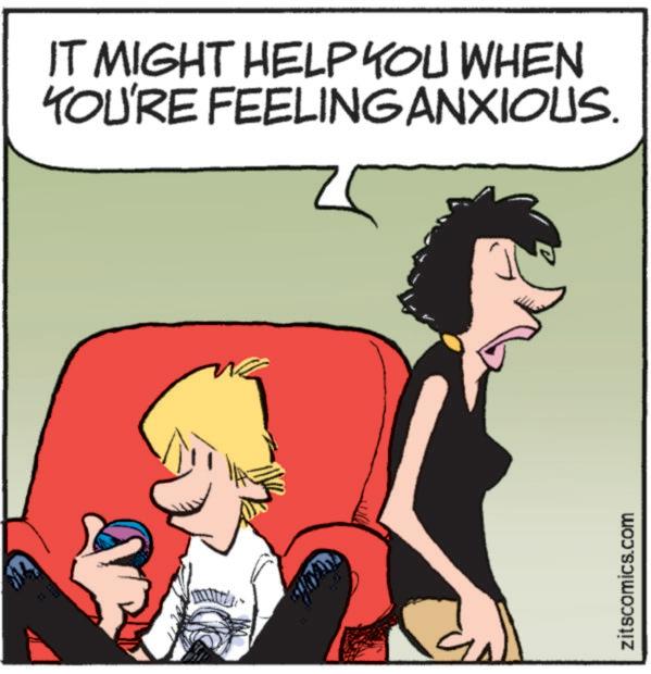 Interaction OCR: IT MIGHT HELP YOU WHEN YOU'RE FEELING ANXIOUS. zitscomics.com IT MIGHT HELP YOU WHEN YOU'RE FEELING ANXIOUS . zitscomics.com
