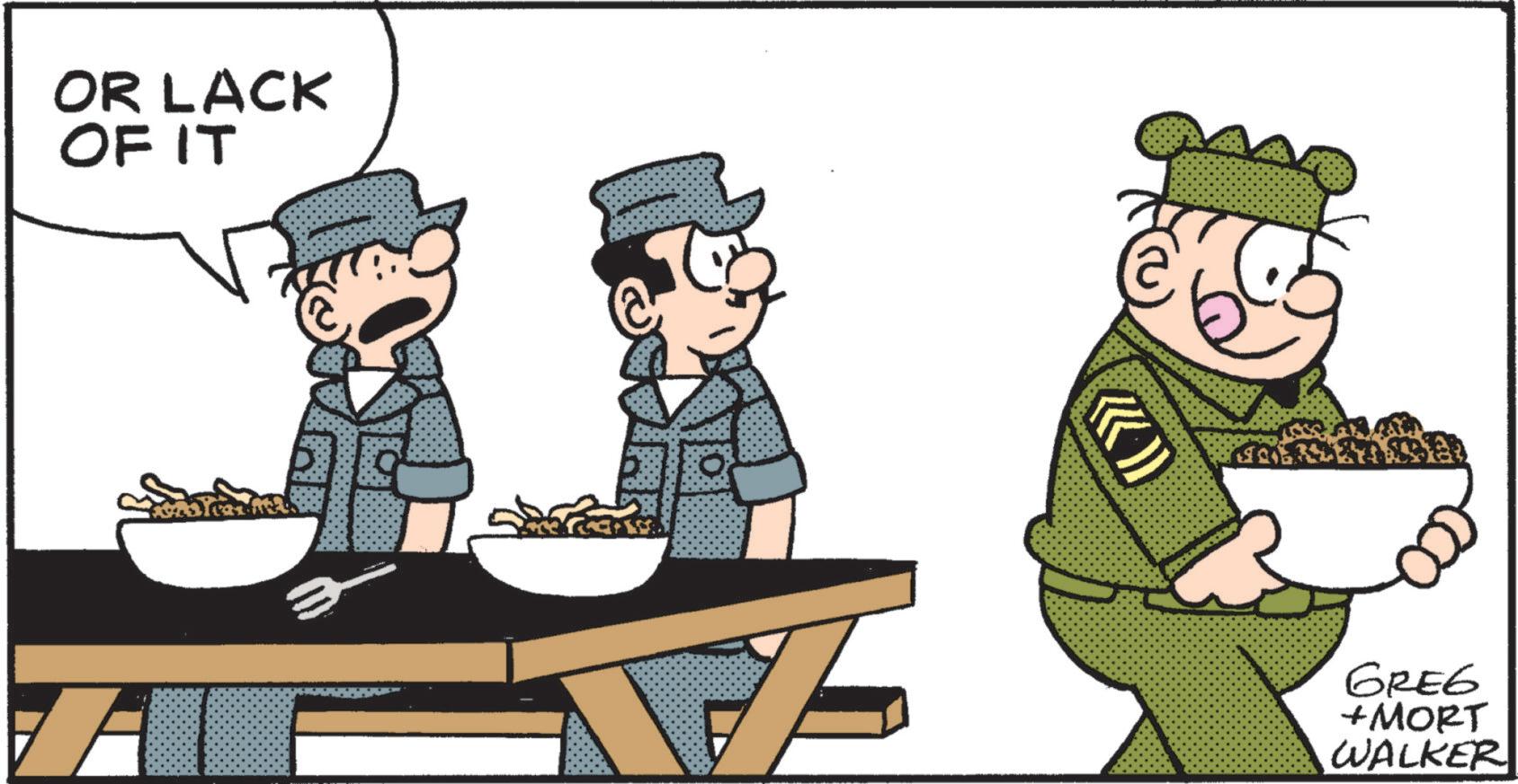 Fictional character OCR: OR LACK OF IT AT GREG + MORT WALKER OR LACK OF IT AT GREG + MORT WALKER
