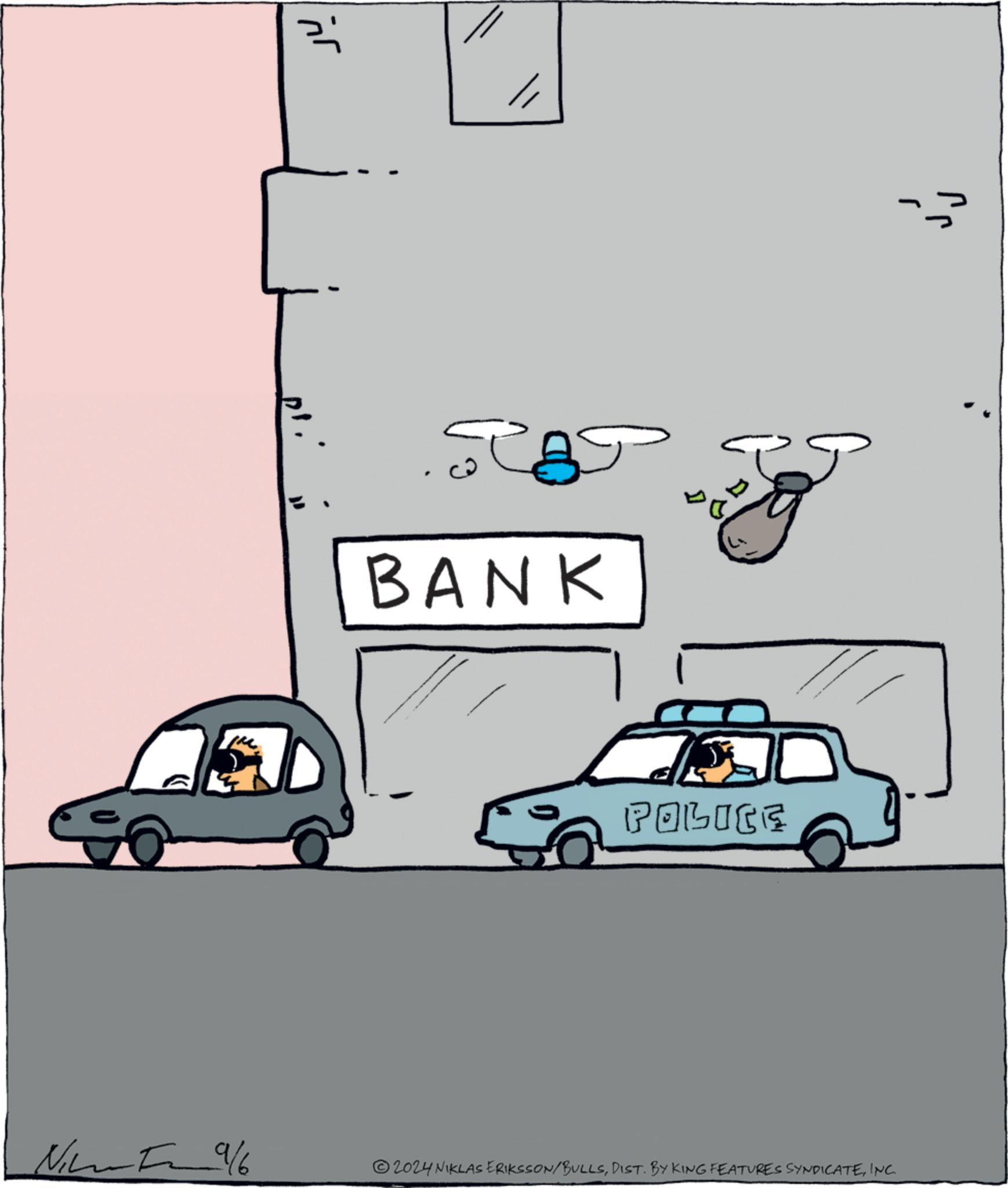 Mode of transport OCR: ??? BANK / POLICE Ni9/6 2024 NIKLAS ERIKSSON/BULLSINC. ??? BANK / POLICE Ni9 / 6 2024 NIKLAS ERIKSSON / BULLSDIST . BY KING FEATURES SYNDICATEINC .