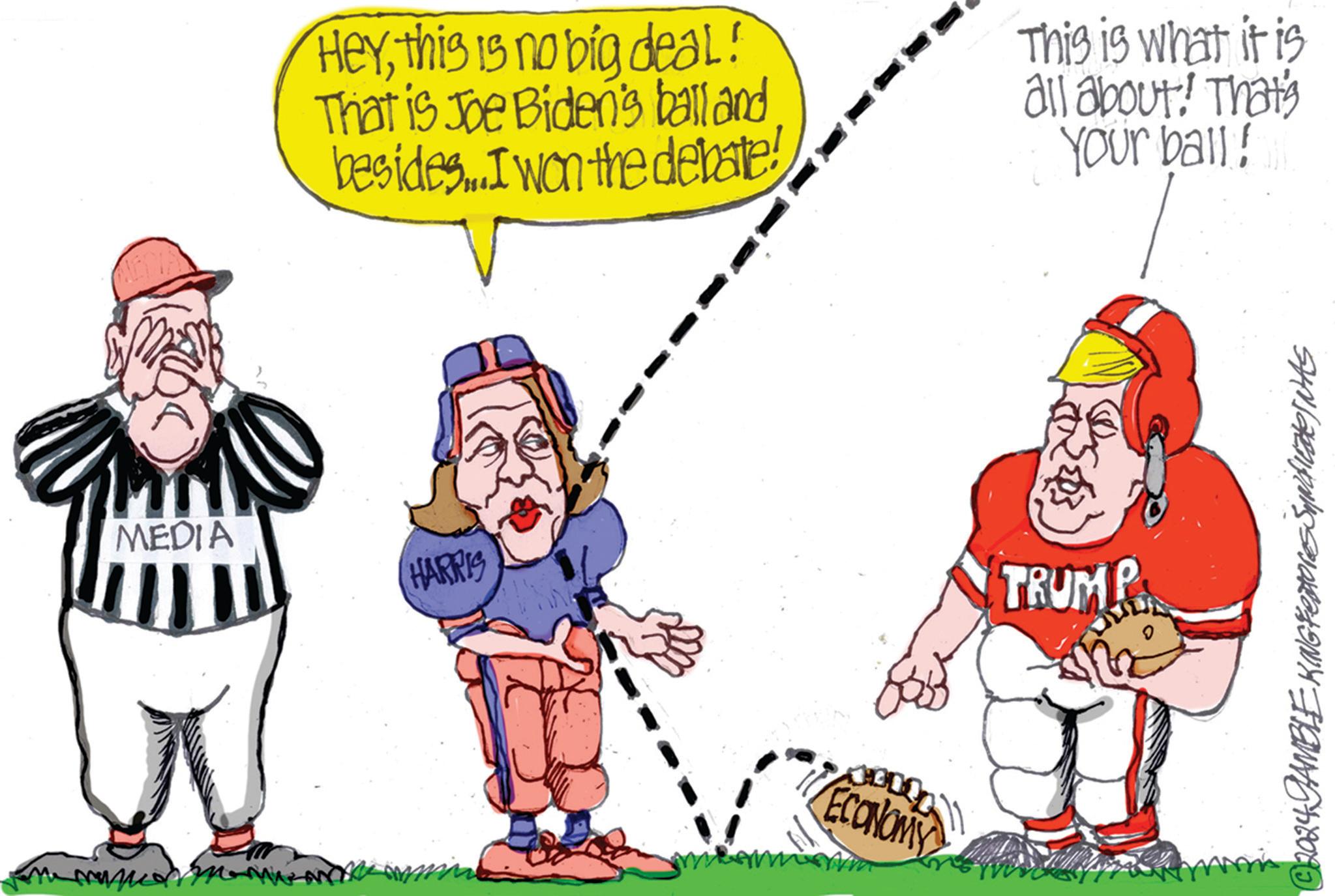 Fictional character OCR: Heythis is no big deal! That is Joe Biden's ball and besides..I won the debate! This is what it is all about! That's Your ball! MEDIA HARRIS ECONOMY TRUMP © 2024 GAMBLE KING FOTORES SINAITINAS Heythis is no big deal ! That is Joe Biden's ball and besides..I won the debate ! This is what it is all about ! That's Your ball ! MEDIA HARRIS ECONOMY TRUMP © 2024 GAMBLE KING FOTORES SINAITINAS