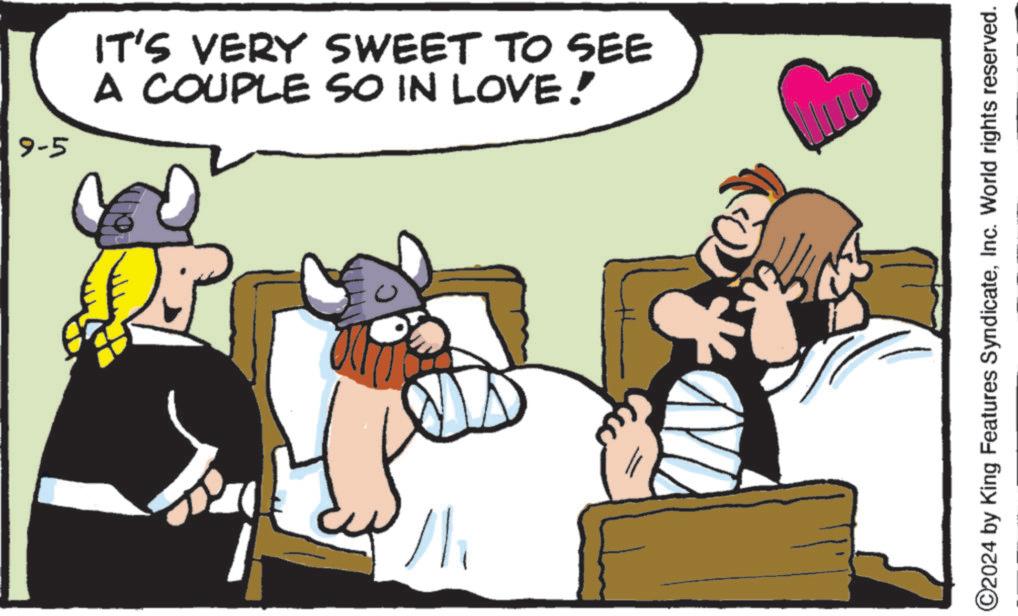 Conversation OCR: 9-5 IT'S VERY SWEET TO SEE A COUPLE SO IN LOVE! ? ©2024 by King Features SyndicateInc. World rights reserved. 9-5 IT'S VERY SWEET TO SEE A COUPLE SO IN LOVE ! ? © 2024 by King Features SyndicateInc. World rights reserved .