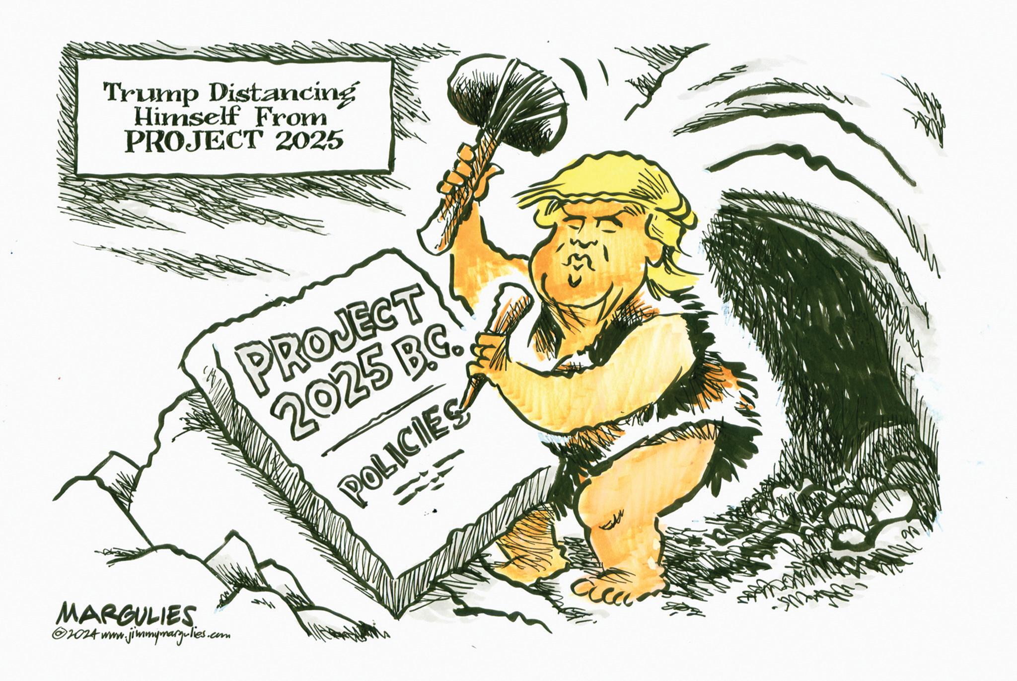 Drawing OCR: Trump Distancing Himself From PROJECT 2025 MARGULIES 2024 www.jimmymargulies. .com PROJECT 2025 BC. POLICIES ? acc Trump Distancing Himself From PROJECT 2025 MARGULIES 2024 www.jimmymargulies . .com PROJECT 2025 BC . POLICIES ? acc
