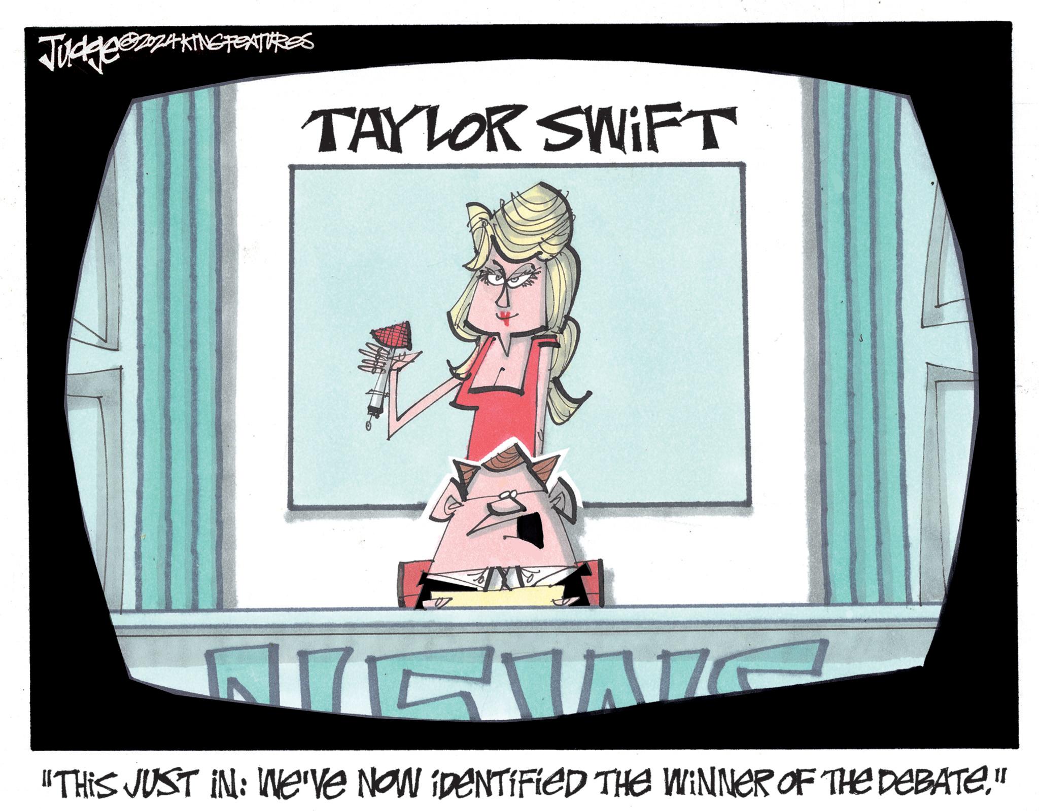 Illustration OCR: Judge@ZAKINGTEXTURES TAYLOR SWIFT "THIS VOST IN: WE'VE NON IDENTIFIED THE WINNER OF THE DEBATE" Judge @ ZAKINGTEXTURES TAYLOR SWIFT " THIS VOST IN : WE'VE NON IDENTIFIED THE WINNER OF THE DEBATE