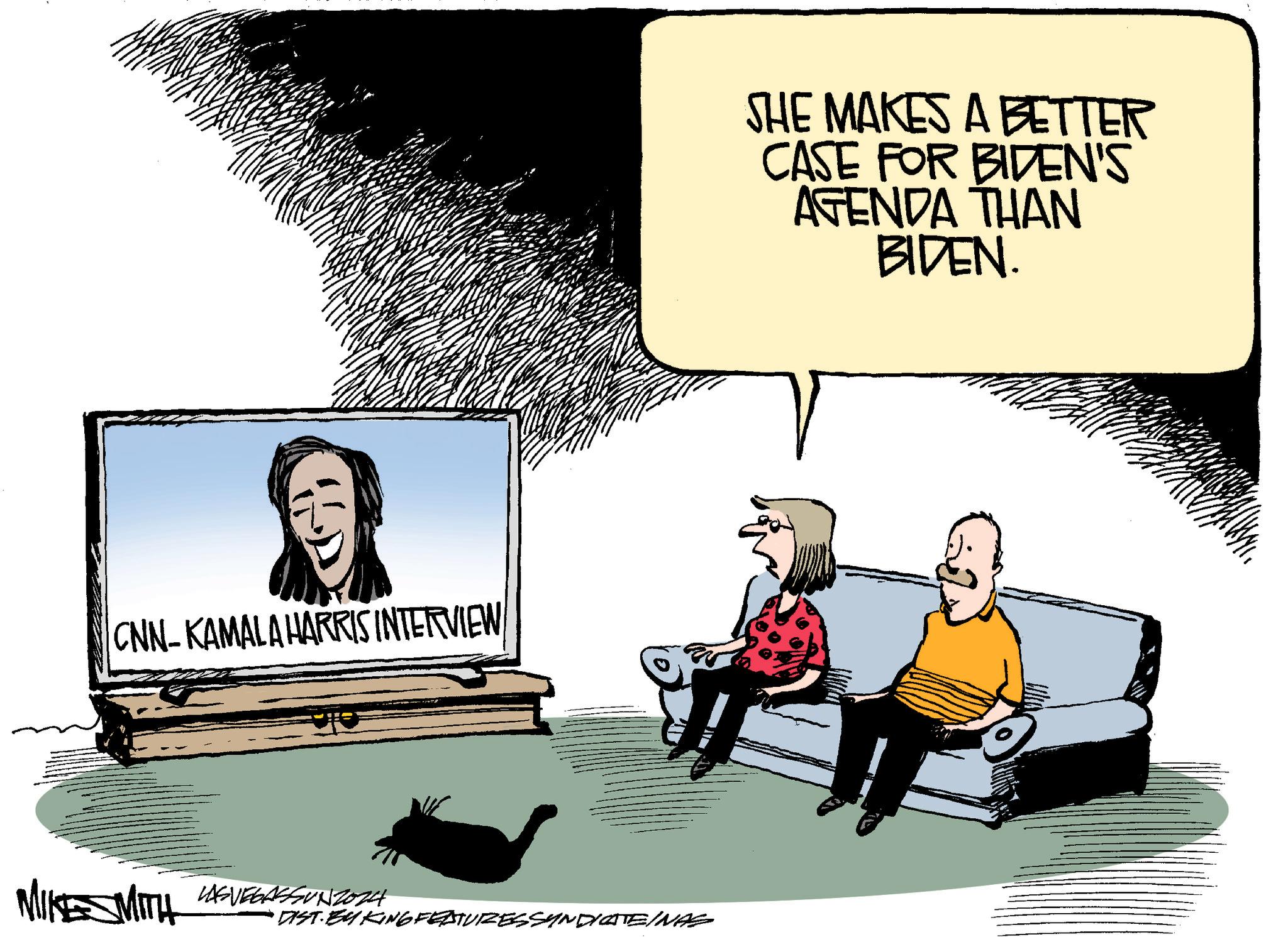 Illustration OCR: CNN-KAMALA HARRIS INTERVIEW MIKE SMITH VASVEGASSUNZ024 ? DIST. BY KING FEATURESSYNDICATEINAS SHE MAKES A BETTER CASE FOR BIDEN'S AGENDA THAN BIDEN. CNN - KAMALA HARRIS INTERVIEW MIKE SMITH VASVEGASSUNZ024 ? DIST . BY KING FEATURESSYNDICATEINAS SHE MAKES A BETTER CASE FOR BIDEN'S AGENDA THAN BIDEN .