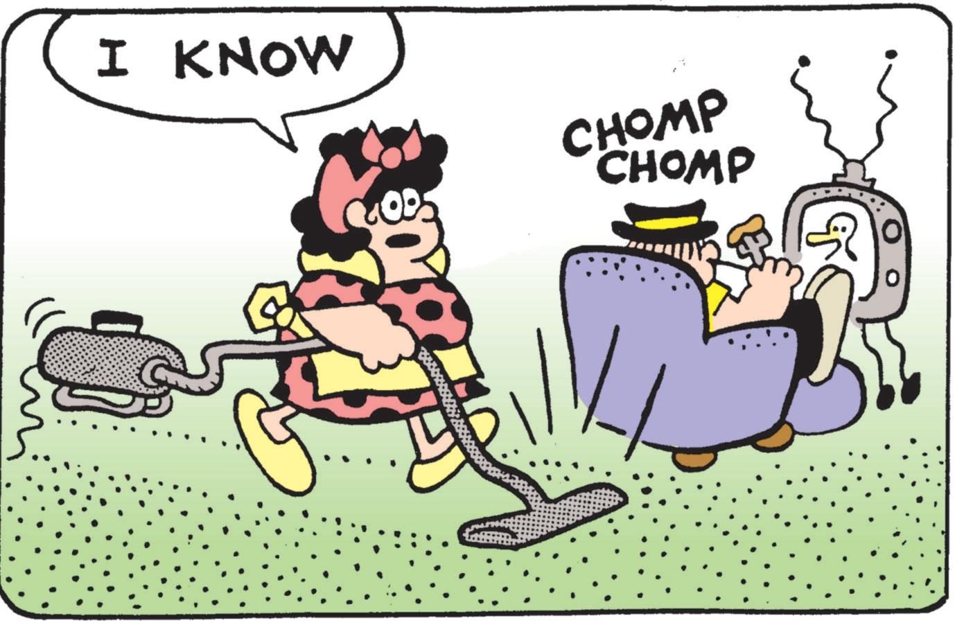 Line OCR: I KNOW 00 CHOMP CHOMP I KNOW 00 CHOMP CHOMP