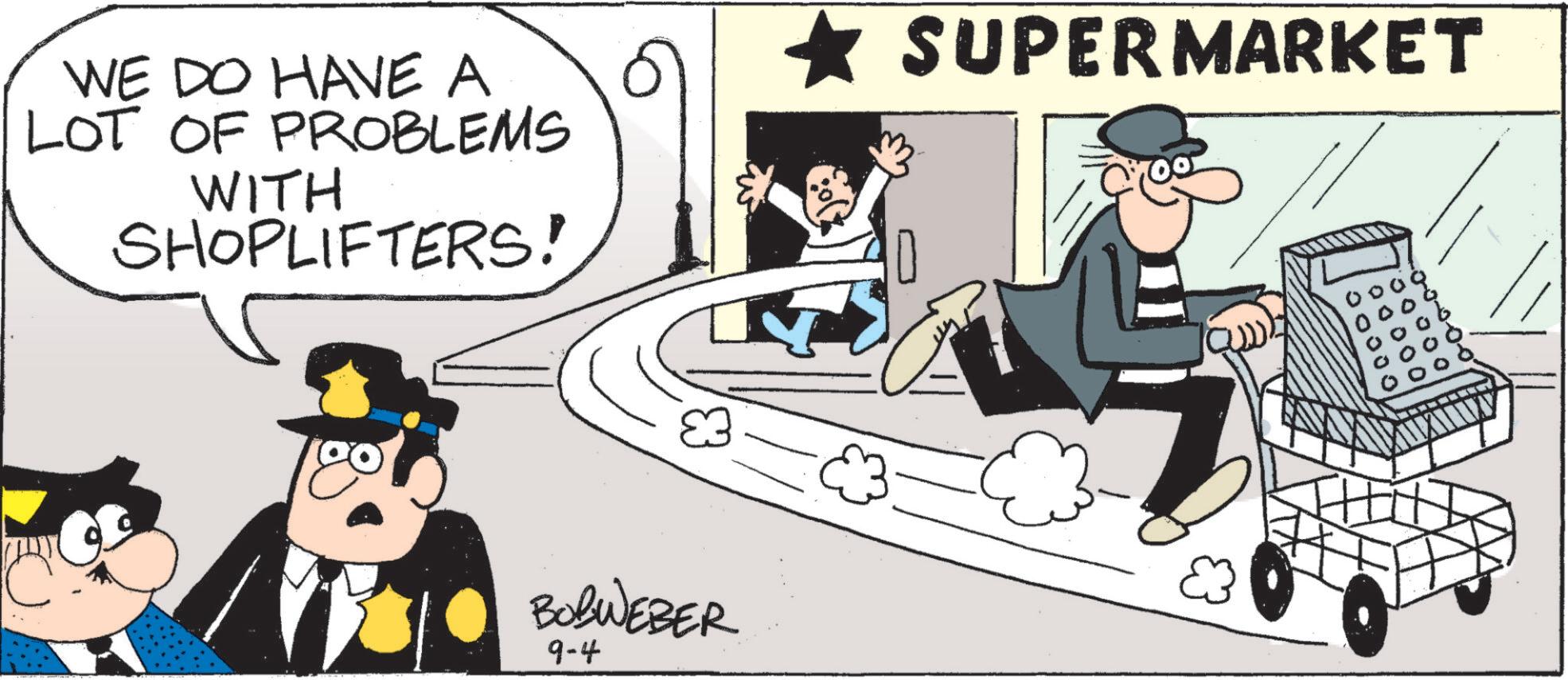 Window OCR: WE DO HAVE A LOT OF PROBLEMS WITH SHOPLIFTERS! BOBWEBER 9-4 ? SUPERMARKET WE DO HAVE A LOT OF PROBLEMS WITH SHOPLIFTERS ! BOBWEBER 9-4 ? SUPERMARKET