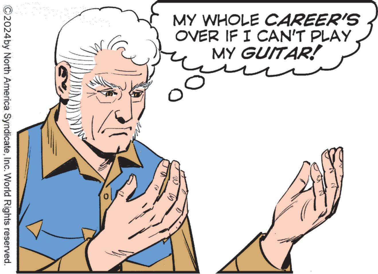 Gesture OCR: MY WHOLE CAREER'S OVER IF I CAN'T PLAY MY GUITAR! ©2024by North America SyndicateInc. World Rights reserved. MY WHOLE CAREER'S OVER IF I CAN'T PLAY MY GUITAR ! © 2024by North America SyndicateInc. World Rights reserved .