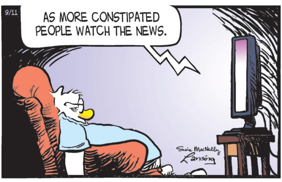 Fictional character OCR: 9/11 AS MORE CONSTIPATED PEOPLE WATCH THE NEWS. Susie MacNelly Ransing 9/11 AS MORE CONSTIPATED PEOPLE WATCH THE NEWS . Susie MacNelly Ransing