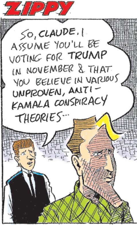 Line OCR: BARUDA ZIPPY SOCLAUDE. 1. ASSUME YOU'LL BE VOTING FOR TRUMP IN NOVEMBER & THAT. YOU BELIEVE IN VARIOUS UNPROVENANTI- KAMALA CONSPIRACY THEORIES... BARUDA ZIPPY SOCLAUDE . 1 . ASSUME YOU'LL BE VOTING FOR TRUMP IN NOVEMBER & THAT . YOU BELIEVE IN VARIOUS UNPROVENANTI- KAMALA CONSPIRACY THEORIES ...
