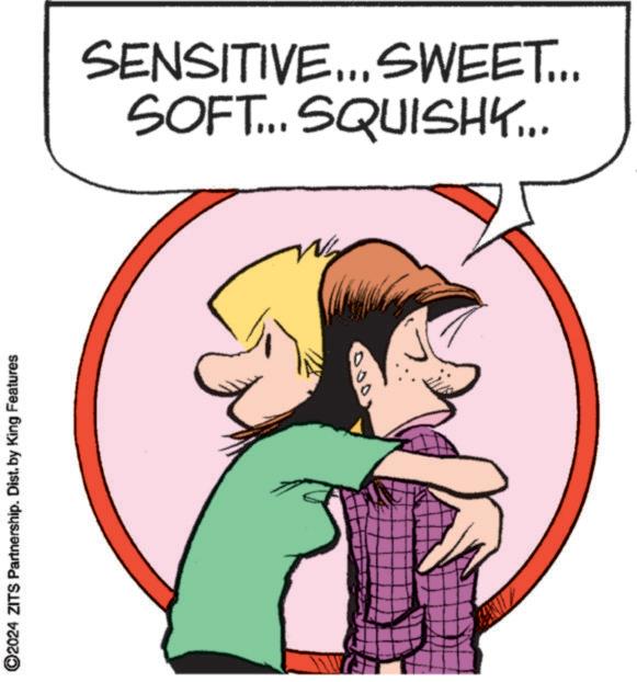Font OCR: 2024 ZITS Partnership. Dist. by King Features SOFT... SQUISHY... SENSITIVE... SWEET... 2024 ZITS Partnership . Dist . by King Features SOFT ... SQUISHY ... SENSITIVE ... SWEET ...