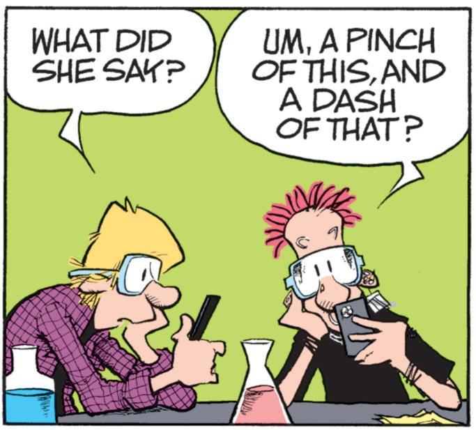 Illustration OCR: WHAT DID SHE SAY? UMA PINCH OF THISAND A DASH OF THAT? WHAT DID SHE SAY ? UMA PINCH OF THISAND A DASH OF THAT ?
