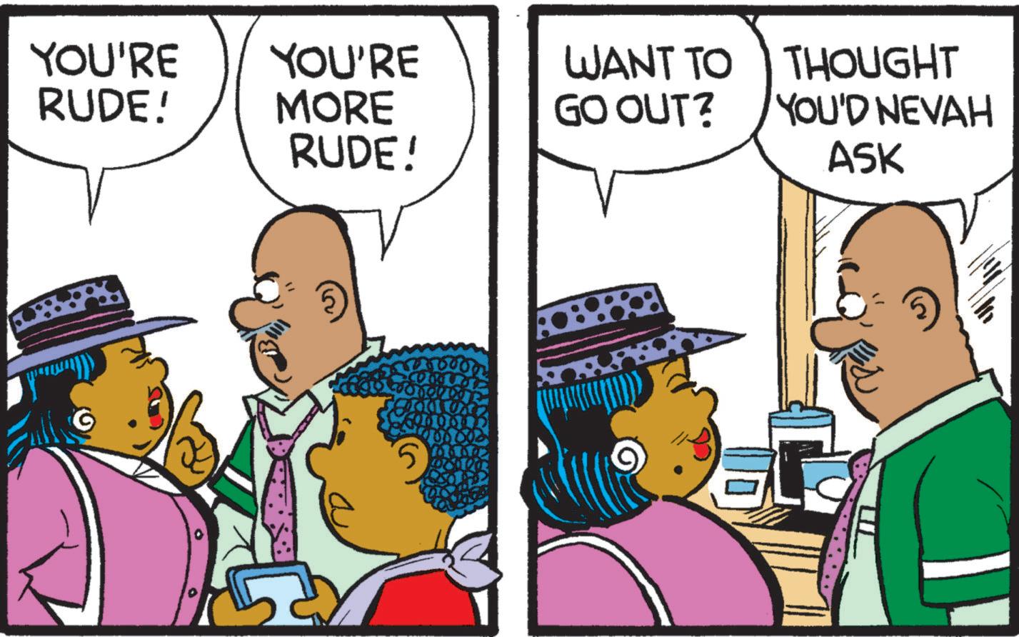 Font OCR: YOU'RE RUDE! YOU'RE MORE WANT TO GO OUT? RUDE! THOUGHT YOU'D NEVAH ASK YOU'RE RUDE ! YOU'RE MORE WANT TO GO OUT ? RUDE ! THOUGHT YOU'D NEVAH ASK