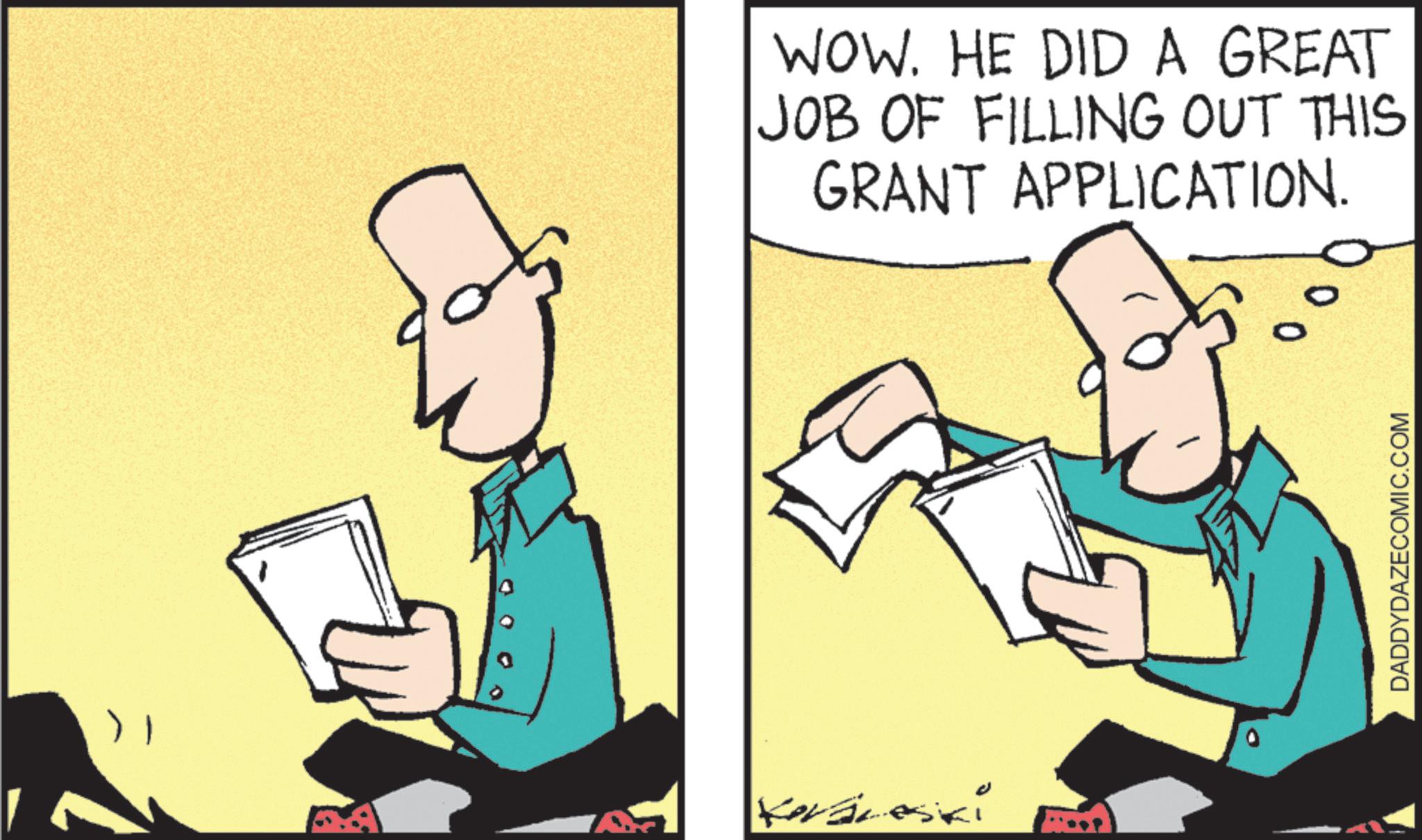 Job OCR: Koraleski WOW. HE DID A GREAT JOB OF FILLING OUT THIS GRANT APPLICATION. 0 DADDYDAZECOMIC.COM Koraleski WOW . HE DID A GREAT JOB OF FILLING OUT THIS GRANT APPLICATION . 0 DADDYDAZECOMIC.COM