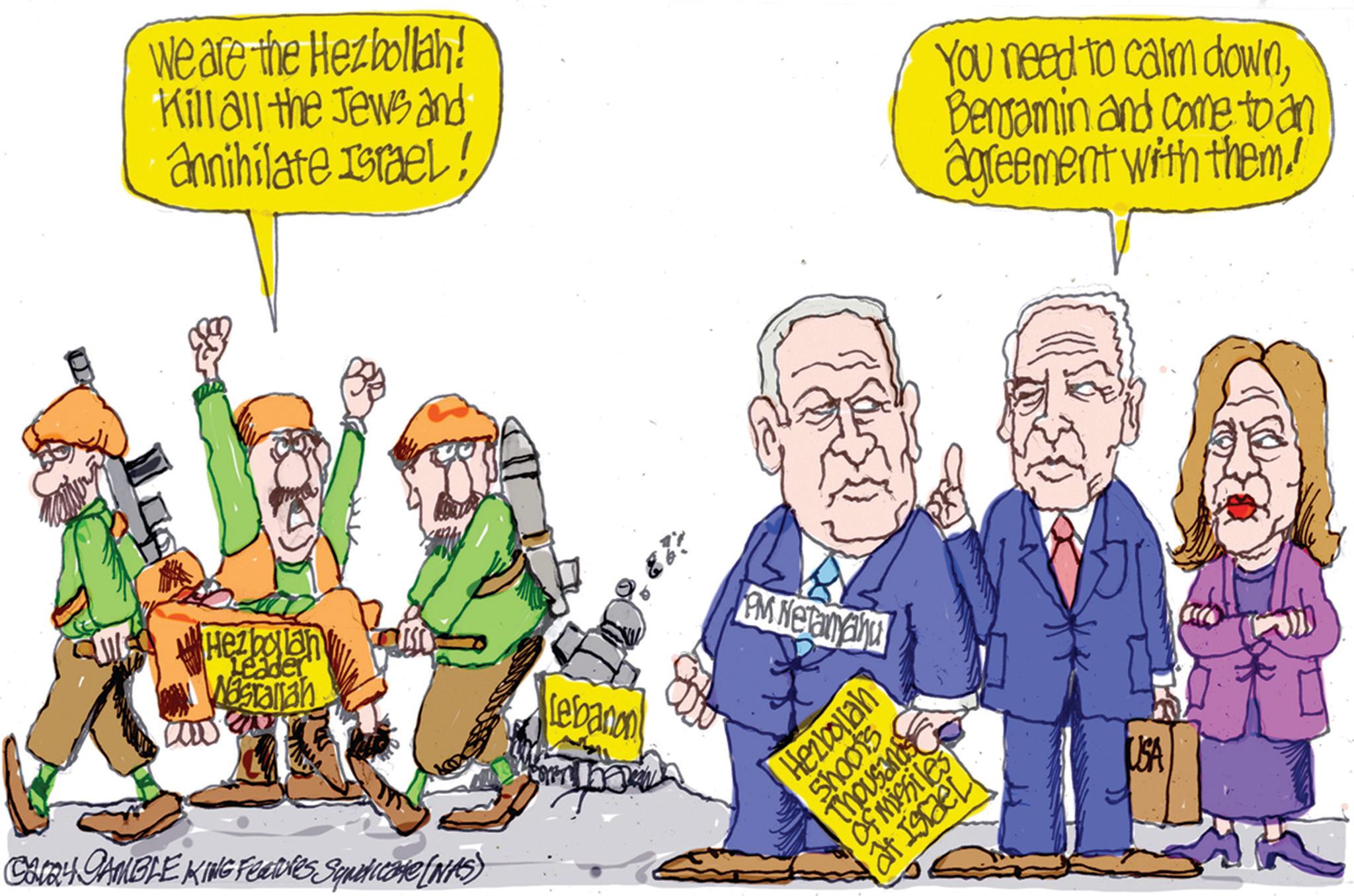 Humour OCR: We are the Hezbollah! Kill all the Jews and annihilate Israel! You need to calm downBenjamin and come to an agreement with them. Hezbollah Leader Wasrallah Cat24 GAMBLE KING Features Syndicate (NAS) Lebanon PM Netanyahu Shoots Thousands Hezbollah of missiles at Israel USA We are the Hezbollah ! Kill all the Jews and annihilate Israel ! You need to calm downBenjamin and come to an agreement with them . Hezbollah Leader Wasrallah Cat24 GAMBLE KING Features Syndicate ( NAS ) Lebanon PM Netanyahu Shoots Thousands Hezbollah of missiles at Israel USA